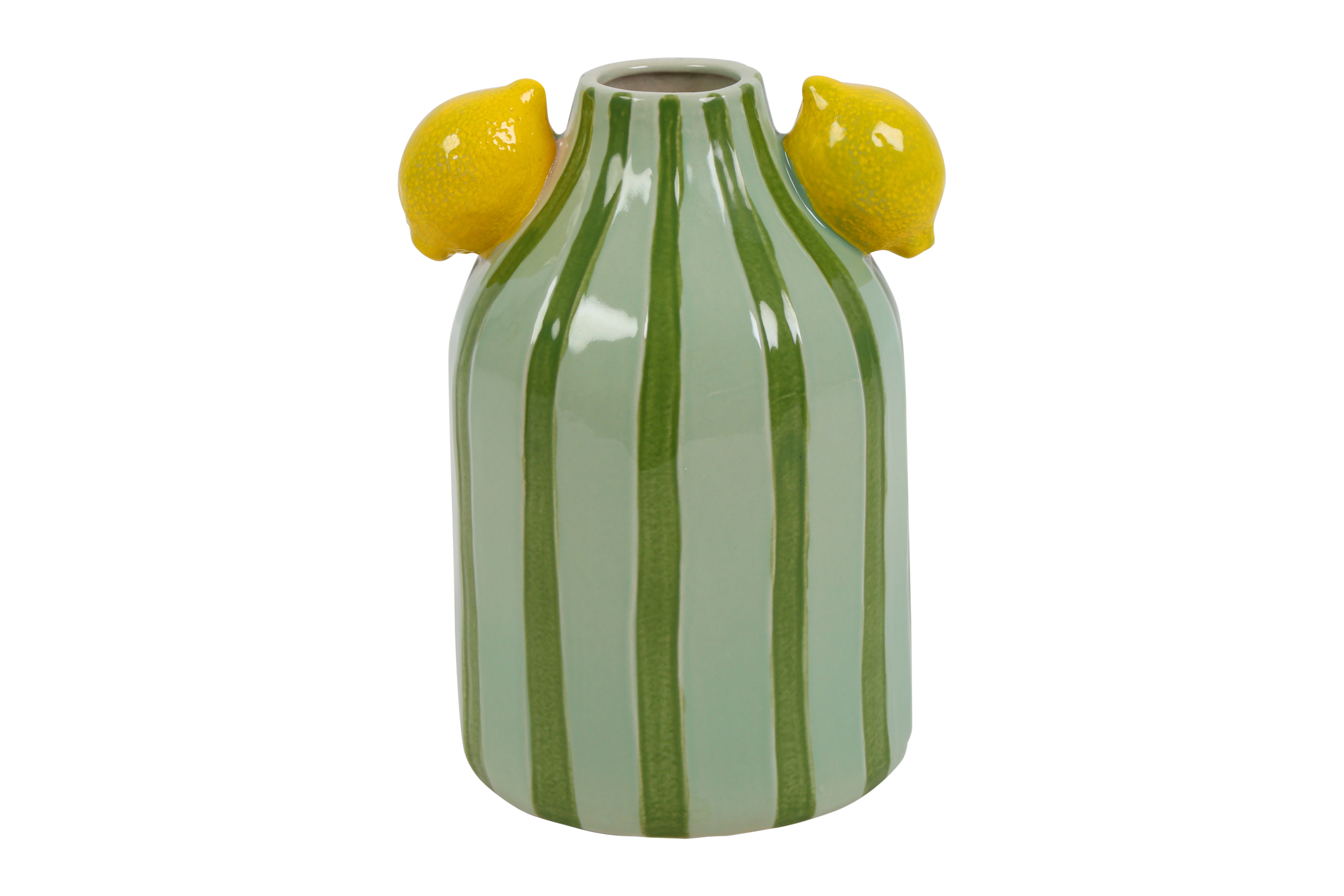 Vase W/lemon Rd Sisi Stripes L Green Gift