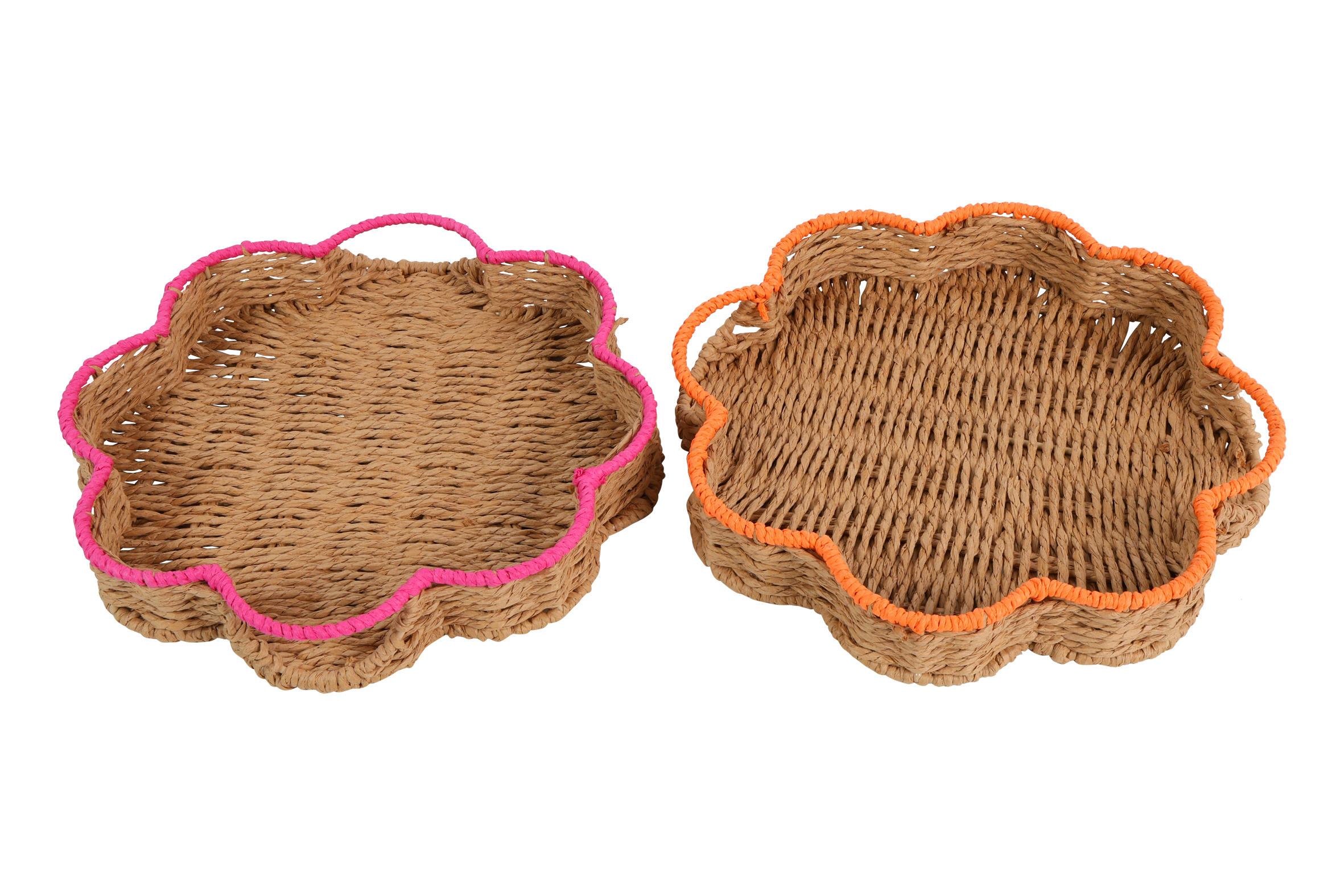 Tray W/handles Jade S 2 Assorted Fuchsia Orange Gift