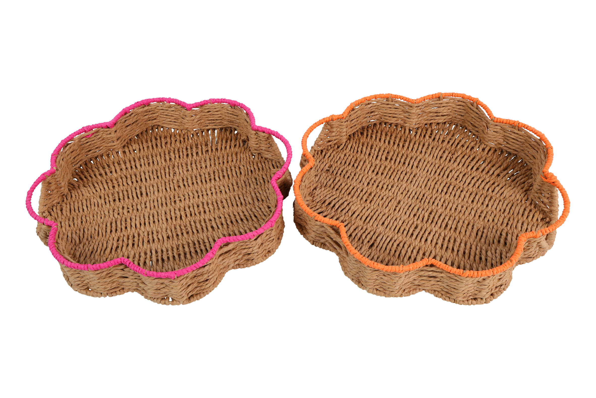 Tray W/handles Jade L 2 Assorted Fuchsia Orange Gift