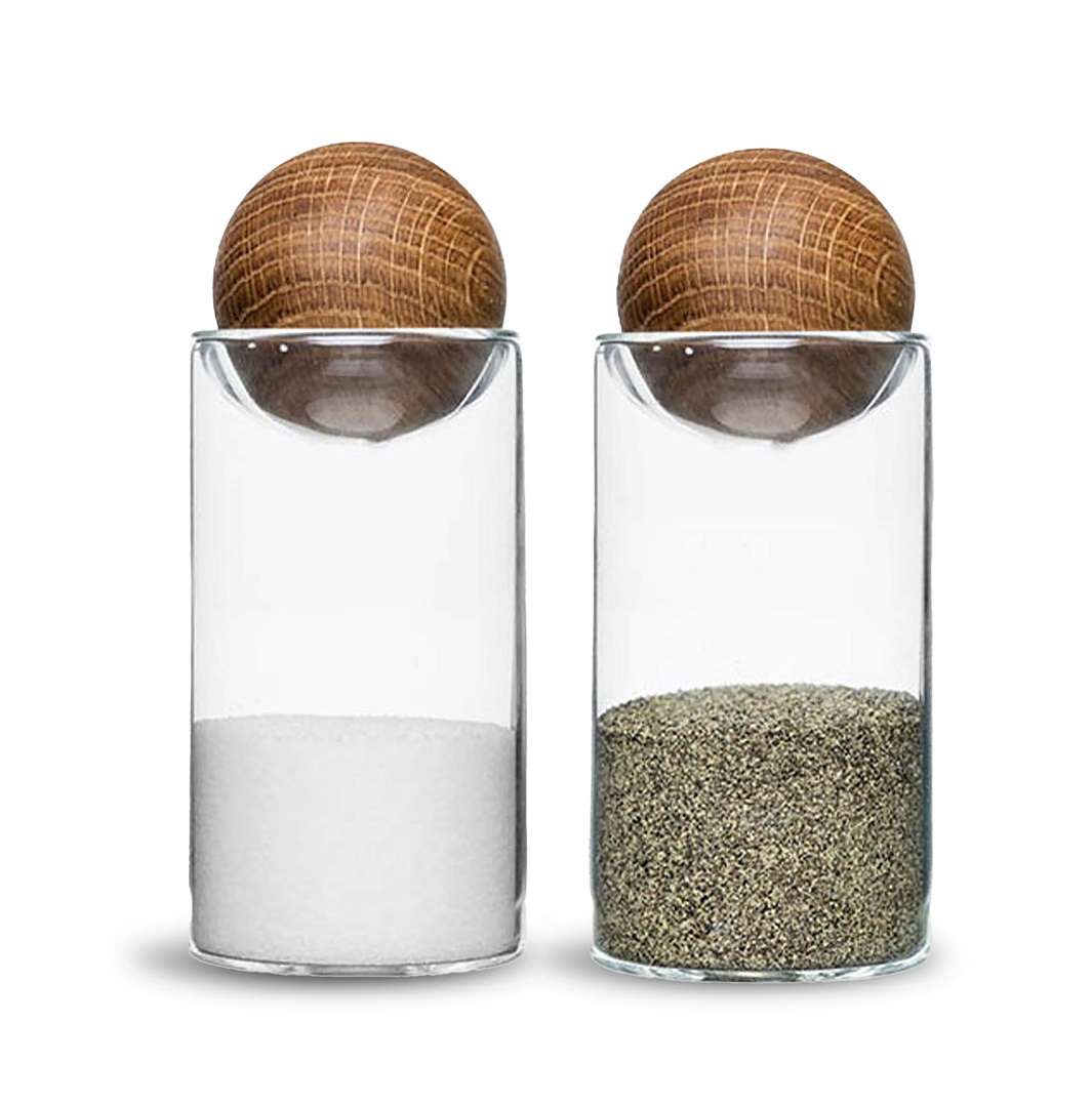 Nature Salt/pepper Oak Stoppers 2-pcs (6) Clear Gift
