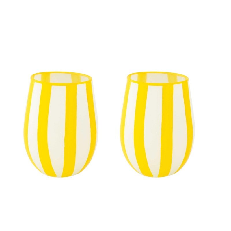 Set Of 2 Water Glasses 500 Ml In Color Box Twist & Match Yellow Gift