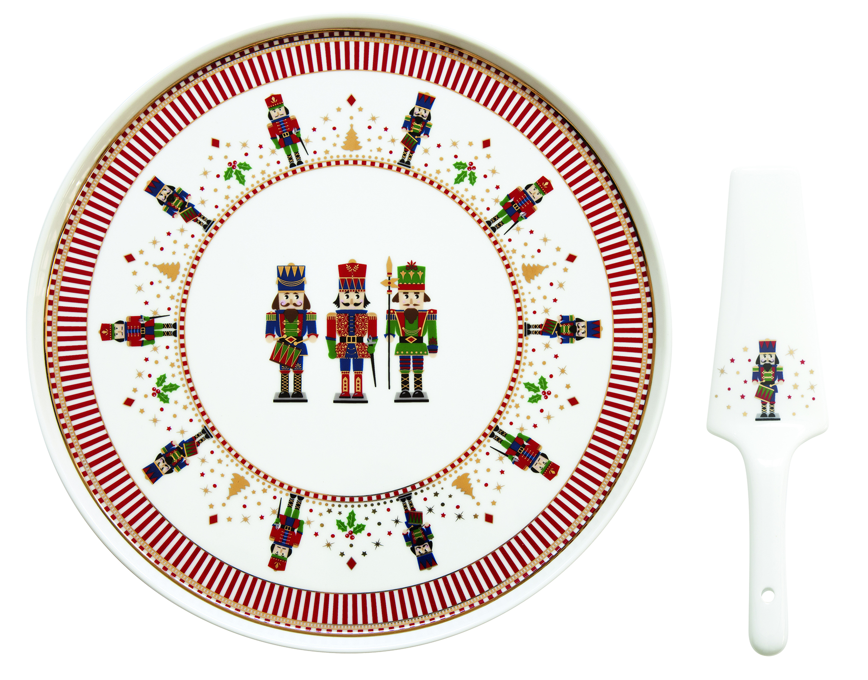 Porcelain Cake Serving Set  Ã˜ 32 Cm In Color Box Nutcracker Gift