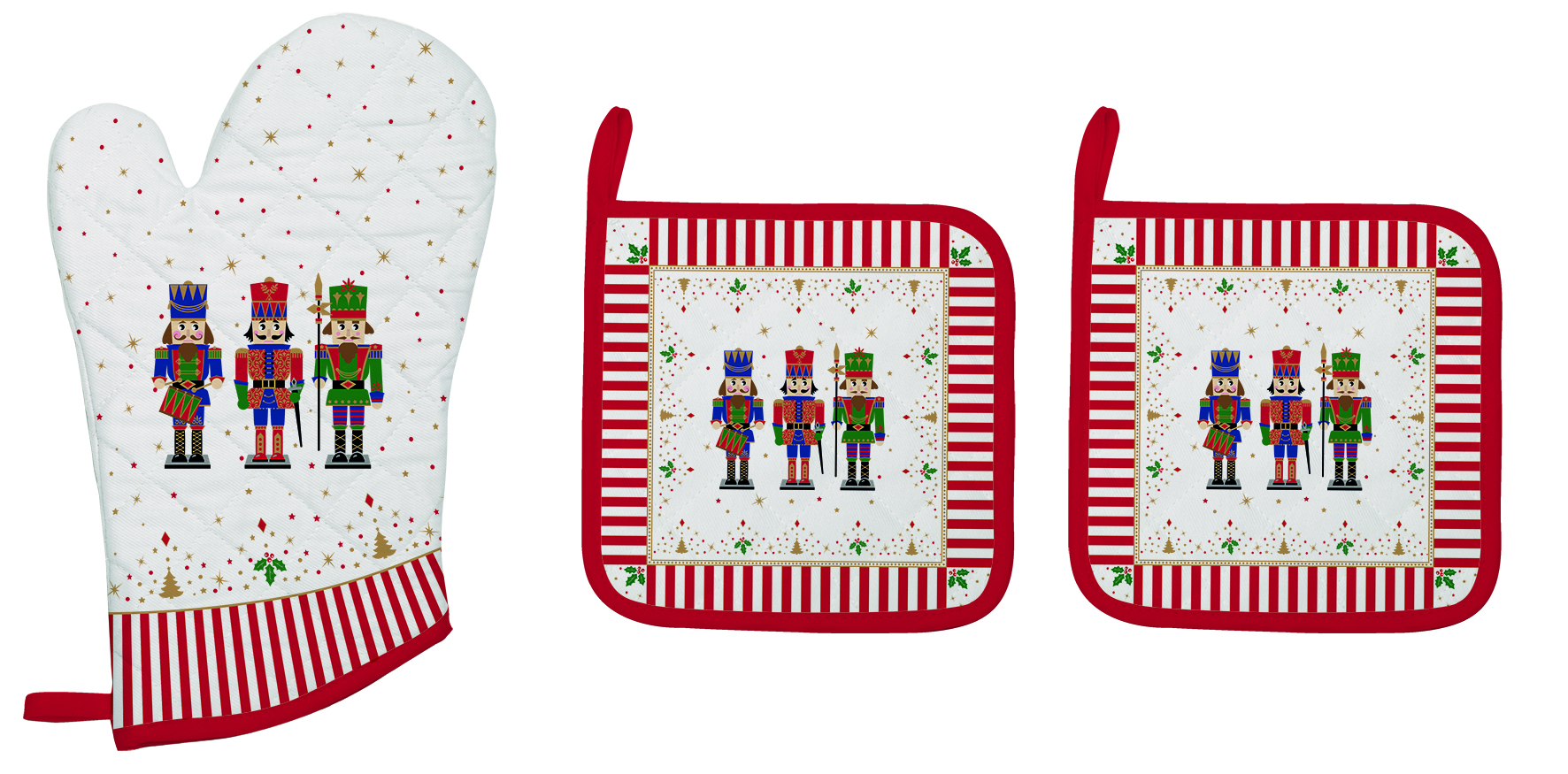 Set Glove 30x20 Cm And 2 Pot Holders 20x20 Cm Nutcracker Gift