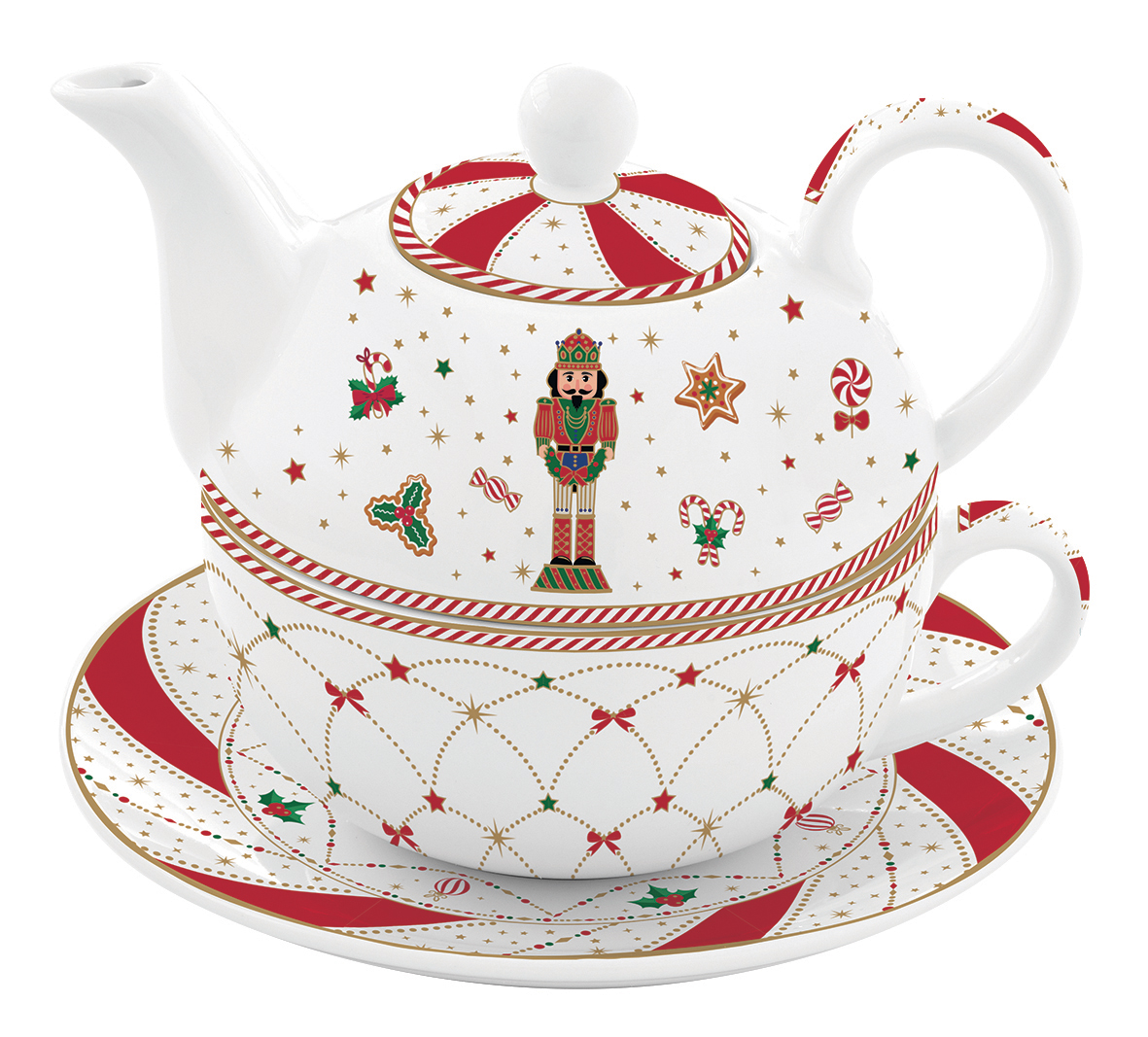 Tea For One In Porcelain 350 Ml + 350 Ml In Colour Box Nutcracker Twist Gift