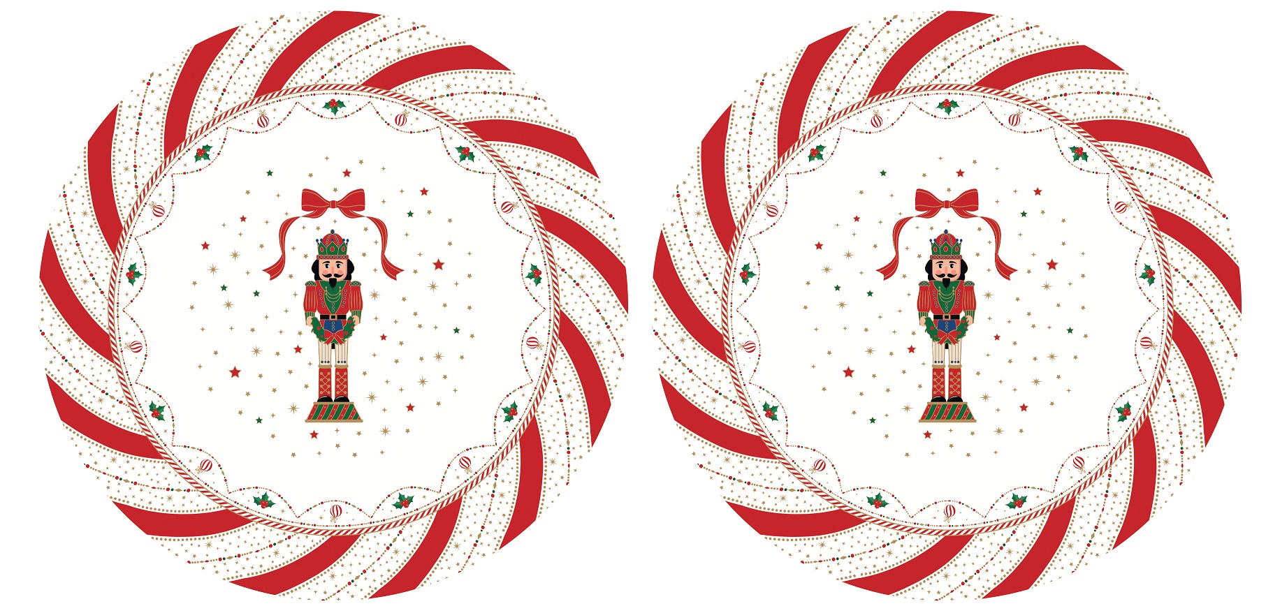 Set 2 Polypropilene Round Mats Ã˜ 34,5 Cm Nutcracker Twist Gift