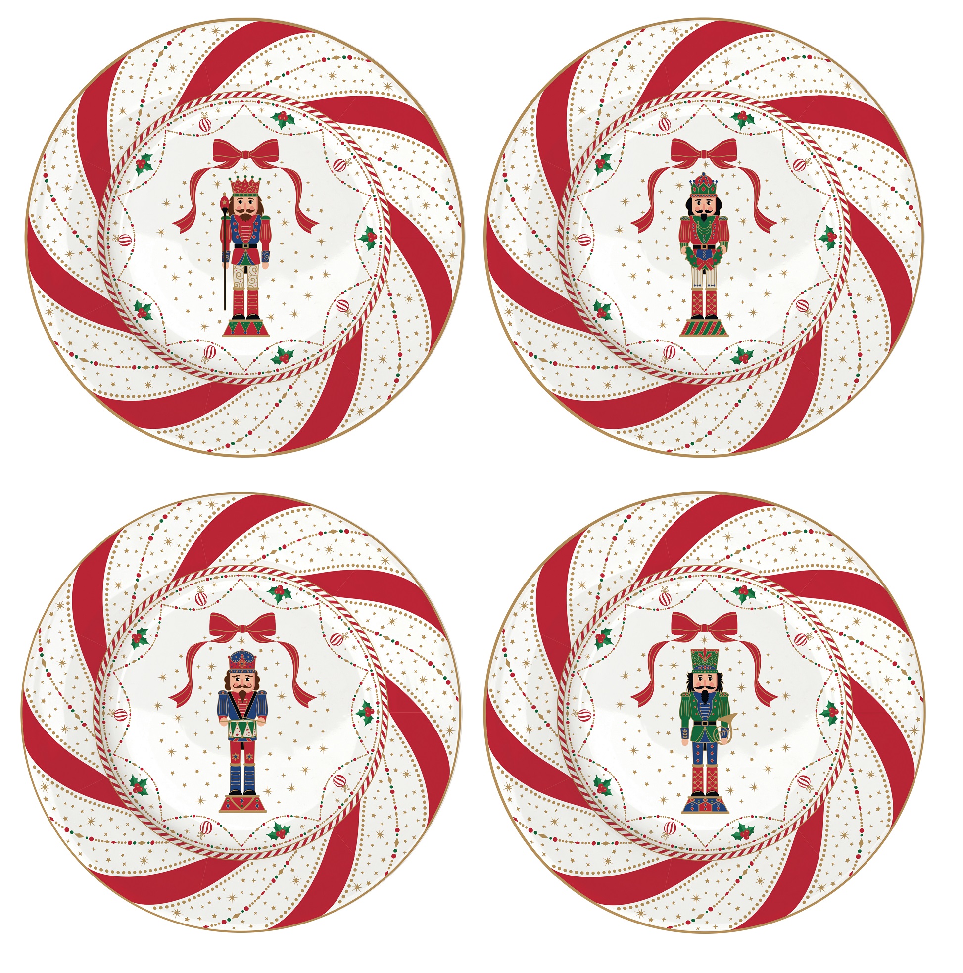 Set 4 Porcelain Dessert Plates Ã˜ 19 Cm In Hat Box Nutcracker Twist Gift