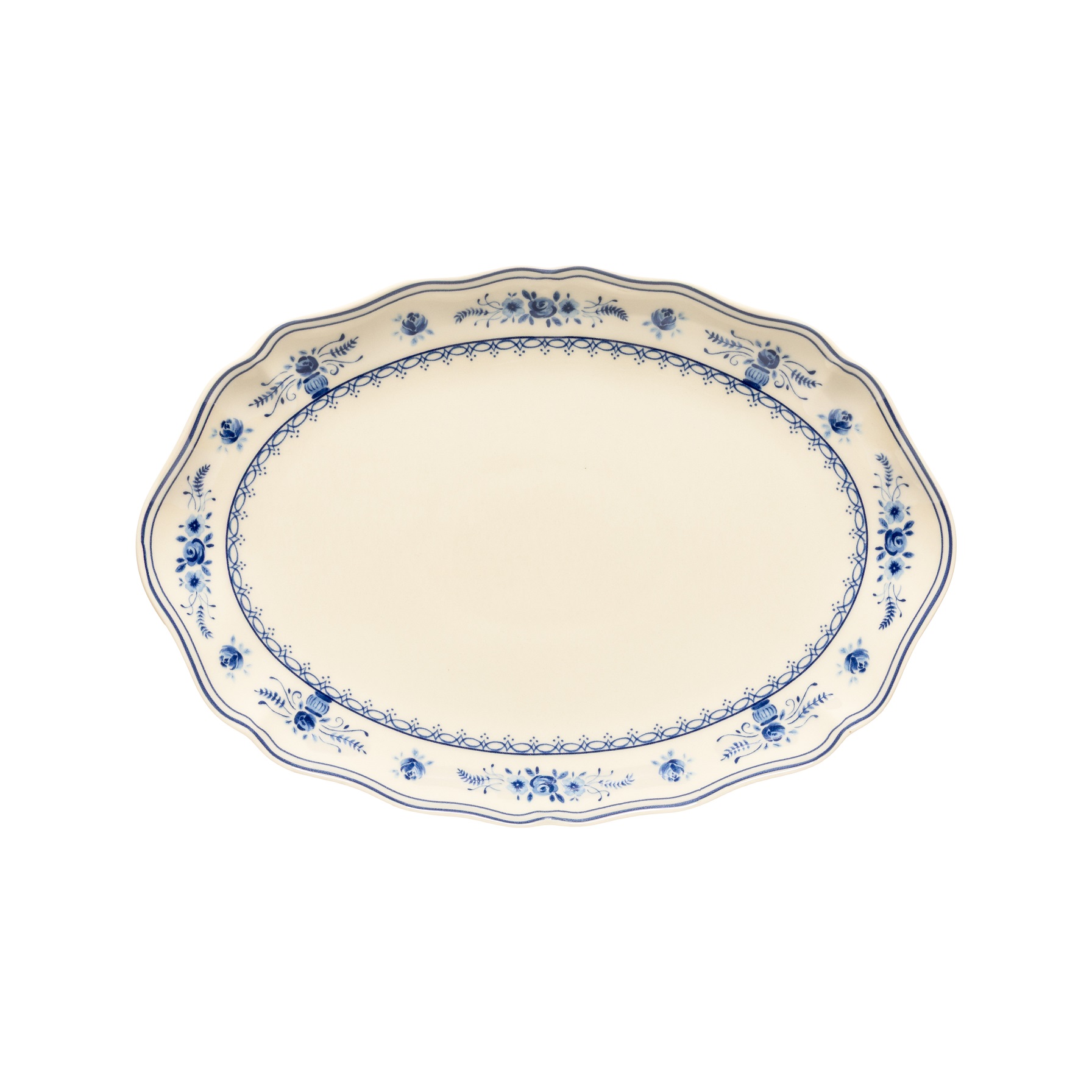 Vila Beige/blue Oval Platter 32cm Gift