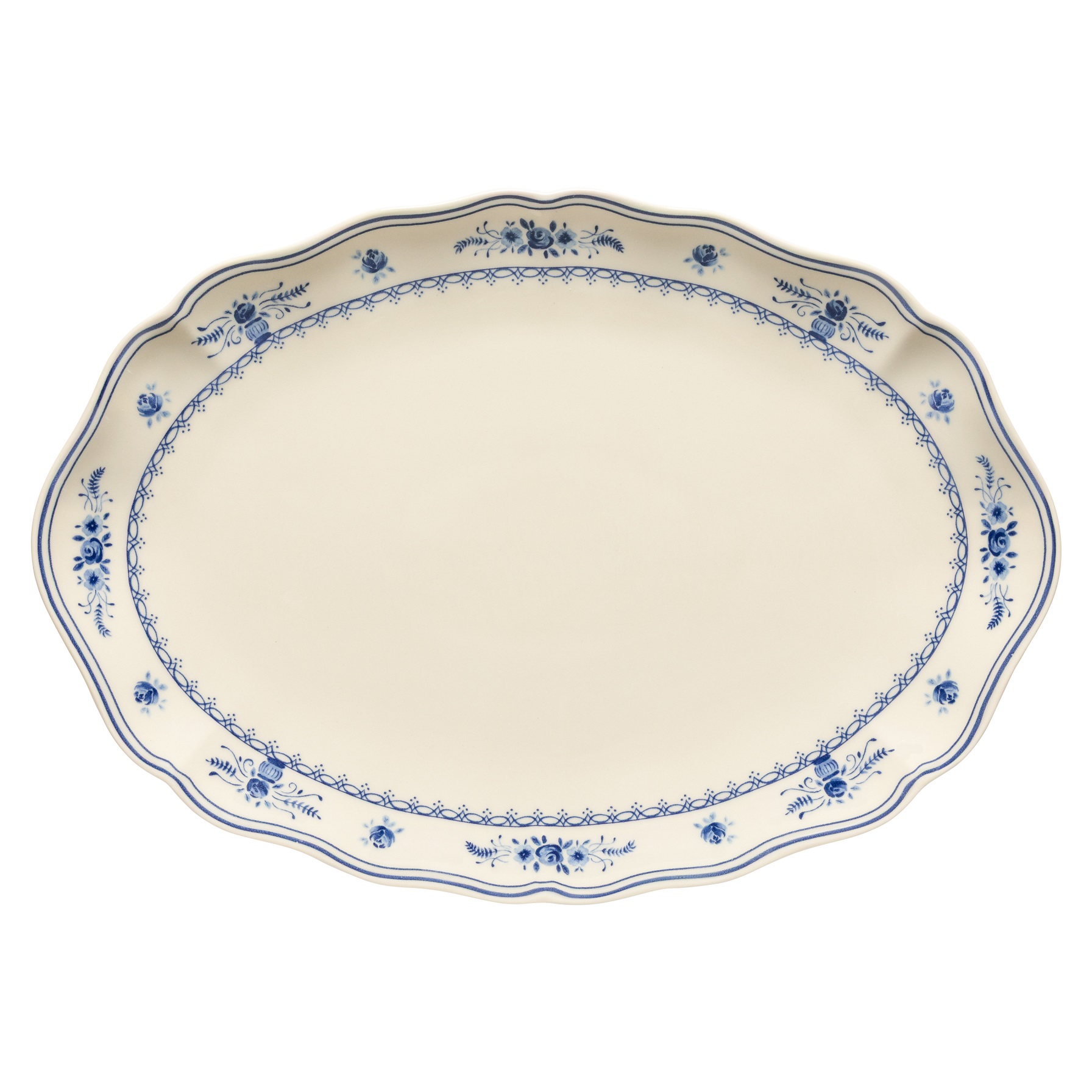 Vila Beige/blue Oval Platter 40cm Gift