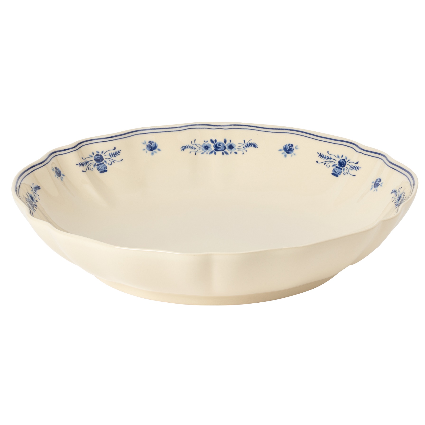 Vila Beige/blue Pasta/serving Bowl 34cm Gift