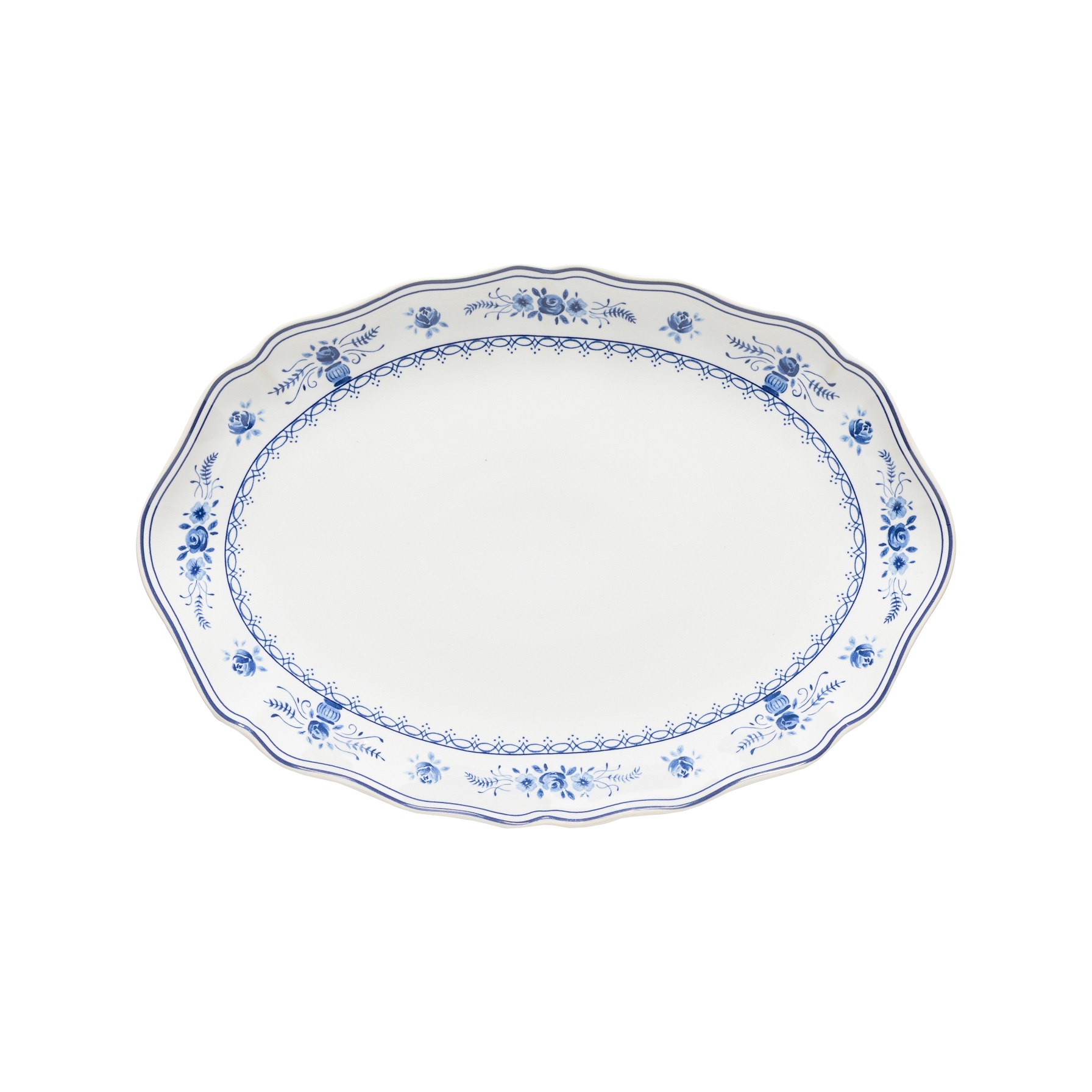 Vila White/blue Oval Platter 32cm Gift