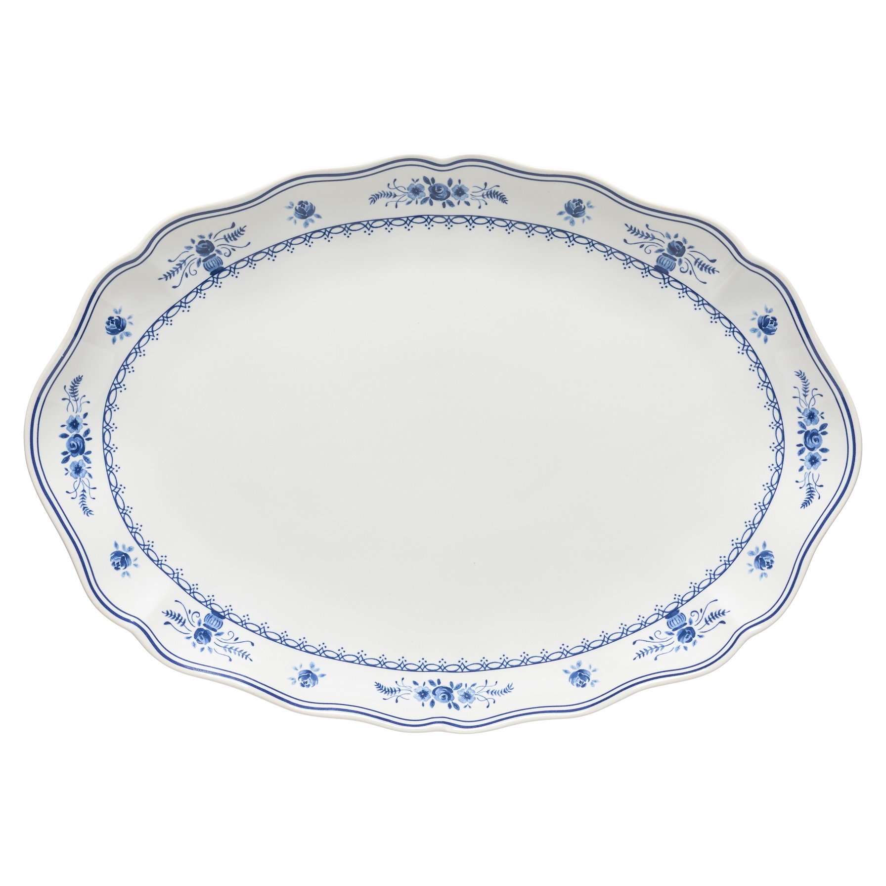 Vila White/blue Oval Platter 40cm Gift