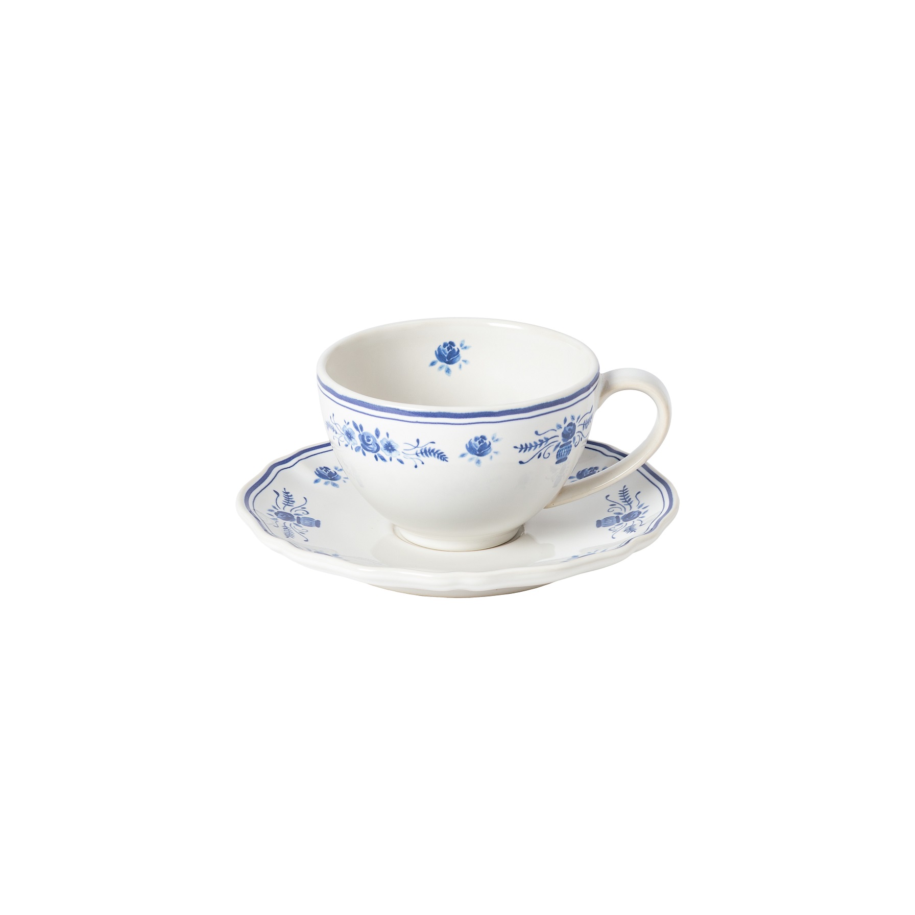 Vila White/blue Tea Cup & Saucer 26cl Gift