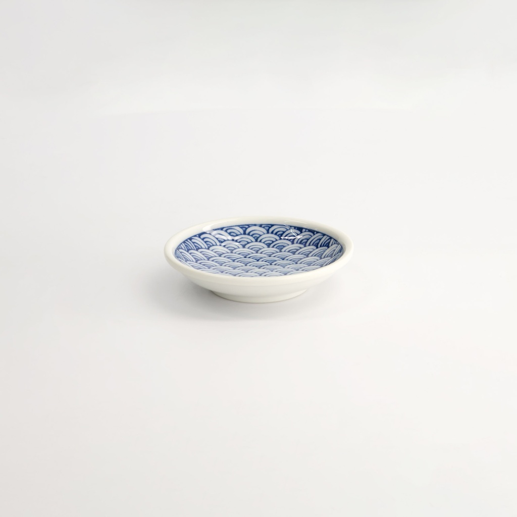 Sauce Dish 9x2cm Seigaiha Blue Ta-56 12/192 Gift