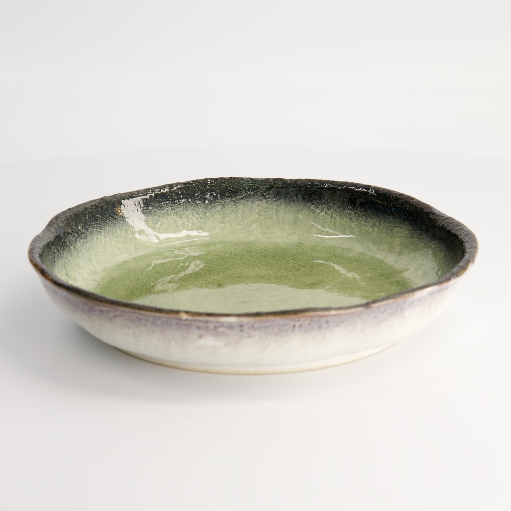 Yamasaku Organic Glassy Green Dish 21.8x4cm Yw-5548 3/18 Gift