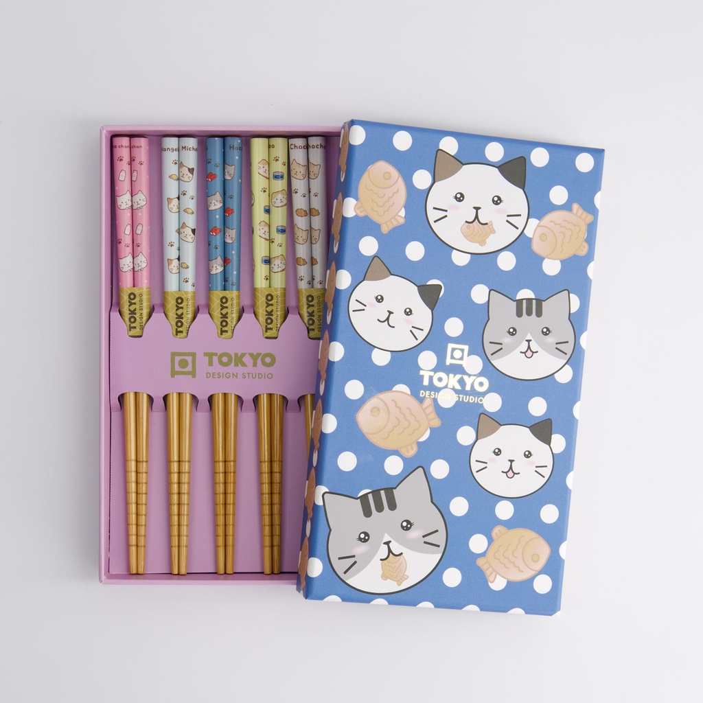 Children Chopstick Giftset/5 Cats Tayaki A42-c66 1/100 Gift