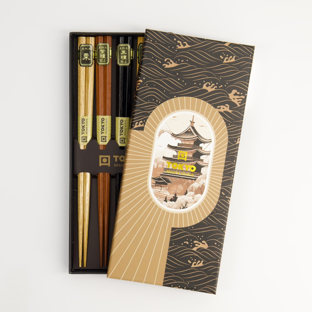 Chopstick Giftset/5 Hexagon Wood A11-d020 22236 1/100 Gift