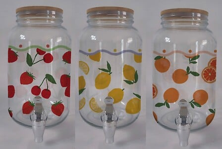 Beverage Dispenser Fruity 4 L Assorted Glass Gift