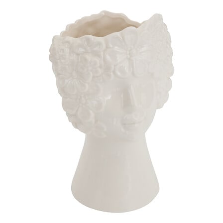 Face Vase Rose Flower Height 21 Cm White Ceramic Gift