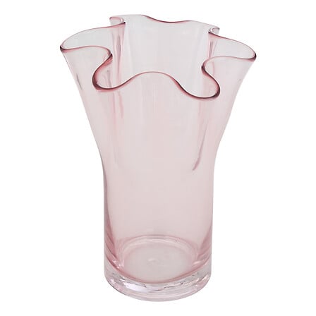 Scalloped Vase Rose Flower Height 23.5 Cm Assorted Glass Gift