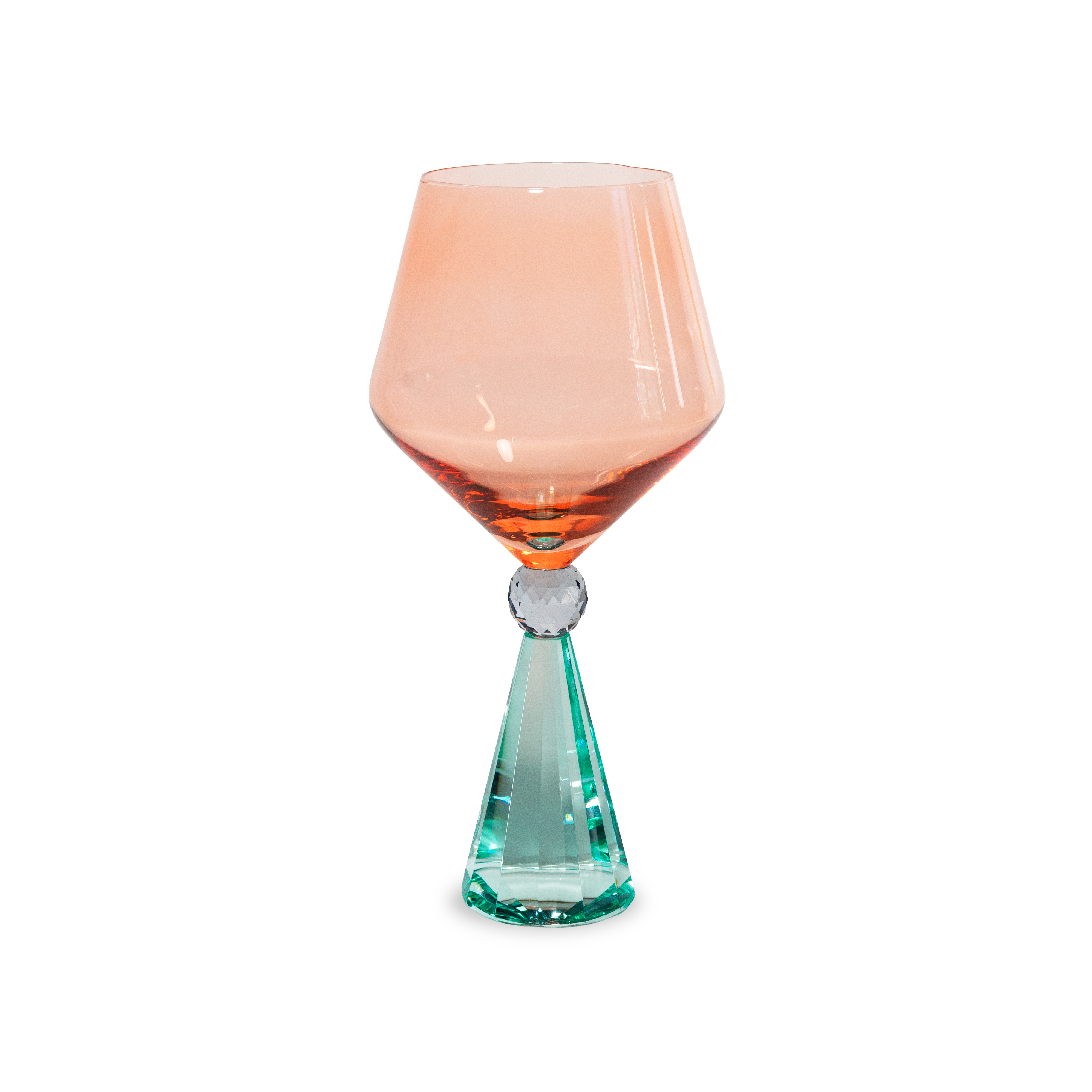 Gin Tonic Glass With Diamond-effect Base - Light Blue And Peach Gift