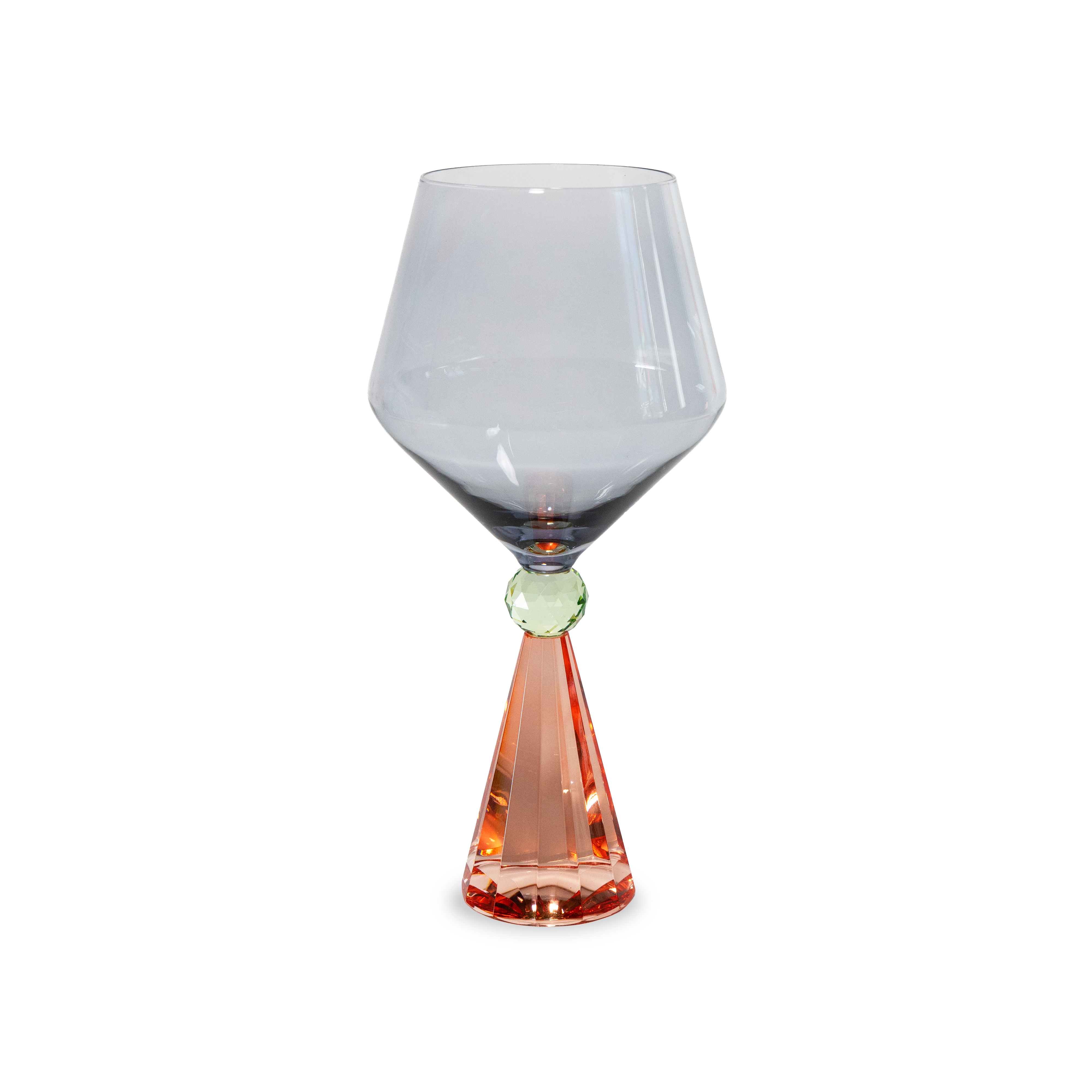 Gin Tonic Glass With Diamond-effect Base - Peach And Grey Gift