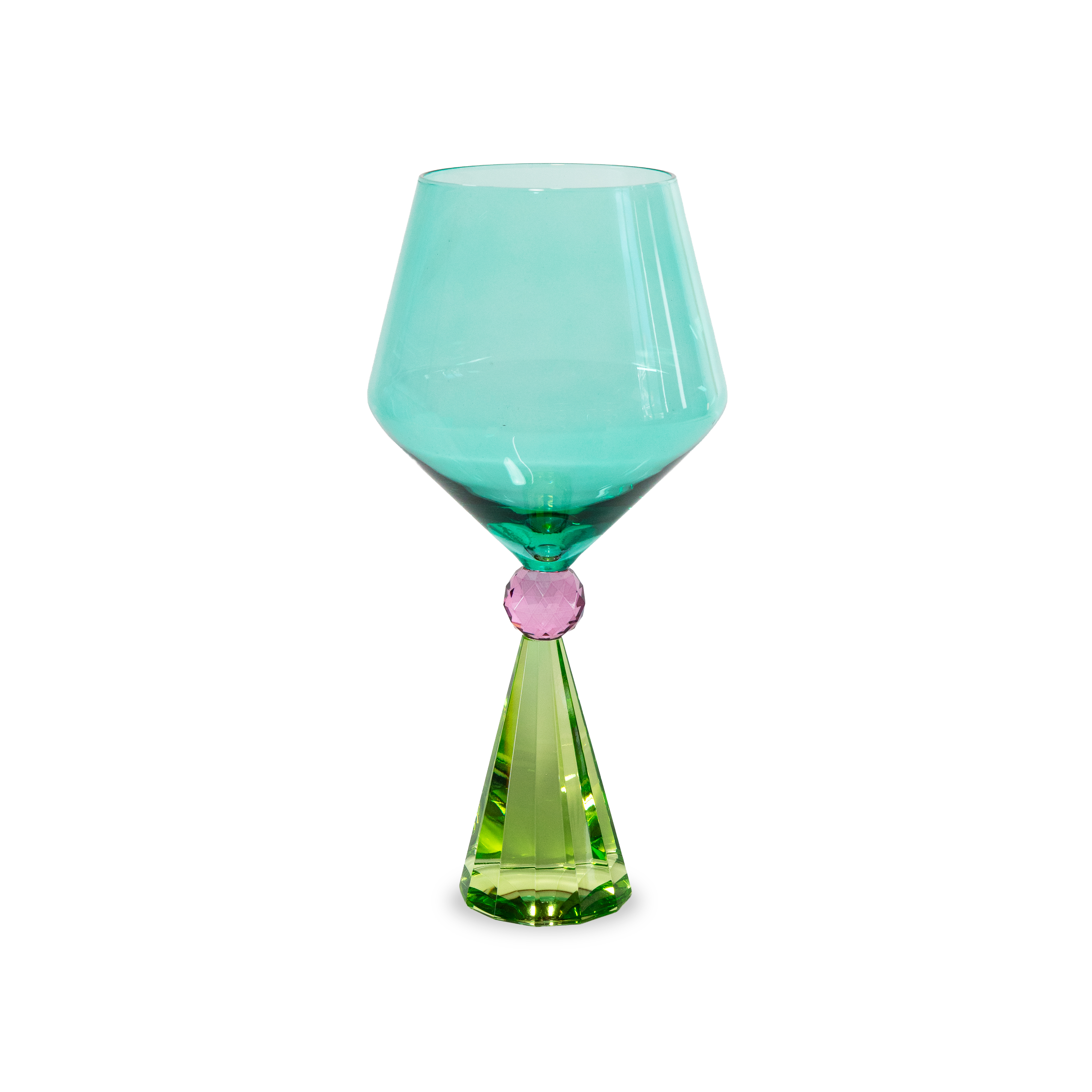 Gin Tonic Glass With Diamond-effect Base - Green And Light Blue Gift