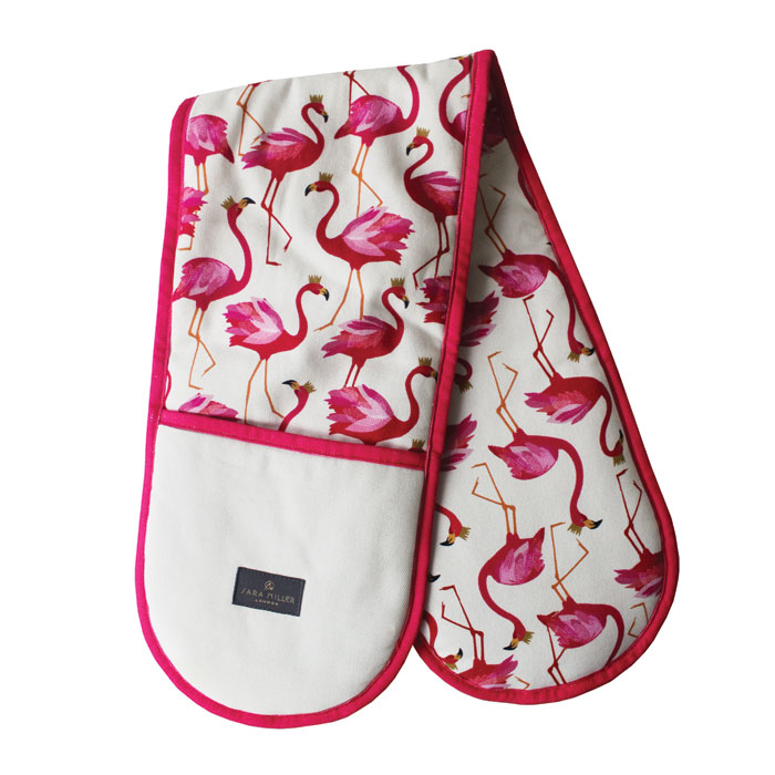 Sara Miller Double Oven Glove Flamingo Repeat Gift