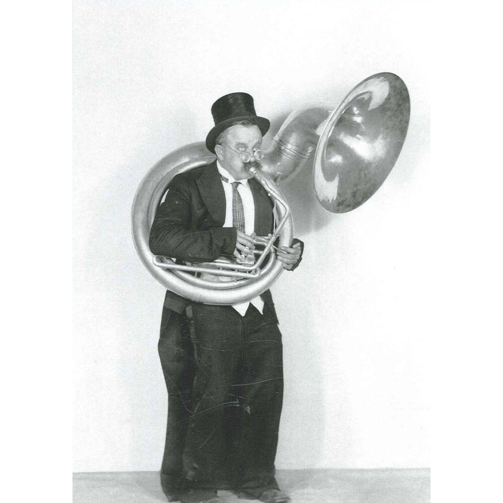 Greetings Card Playing The Tuba In A Top Hat 1920s Gift