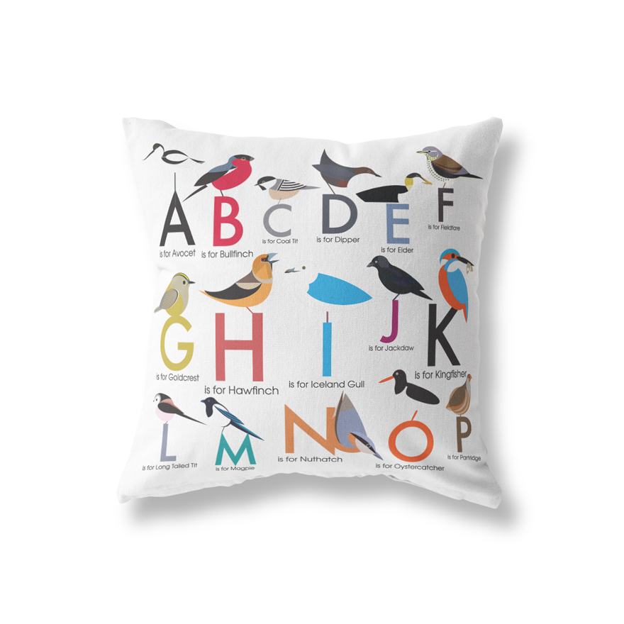I Like Birds Cushion Cover Alphabet Gift