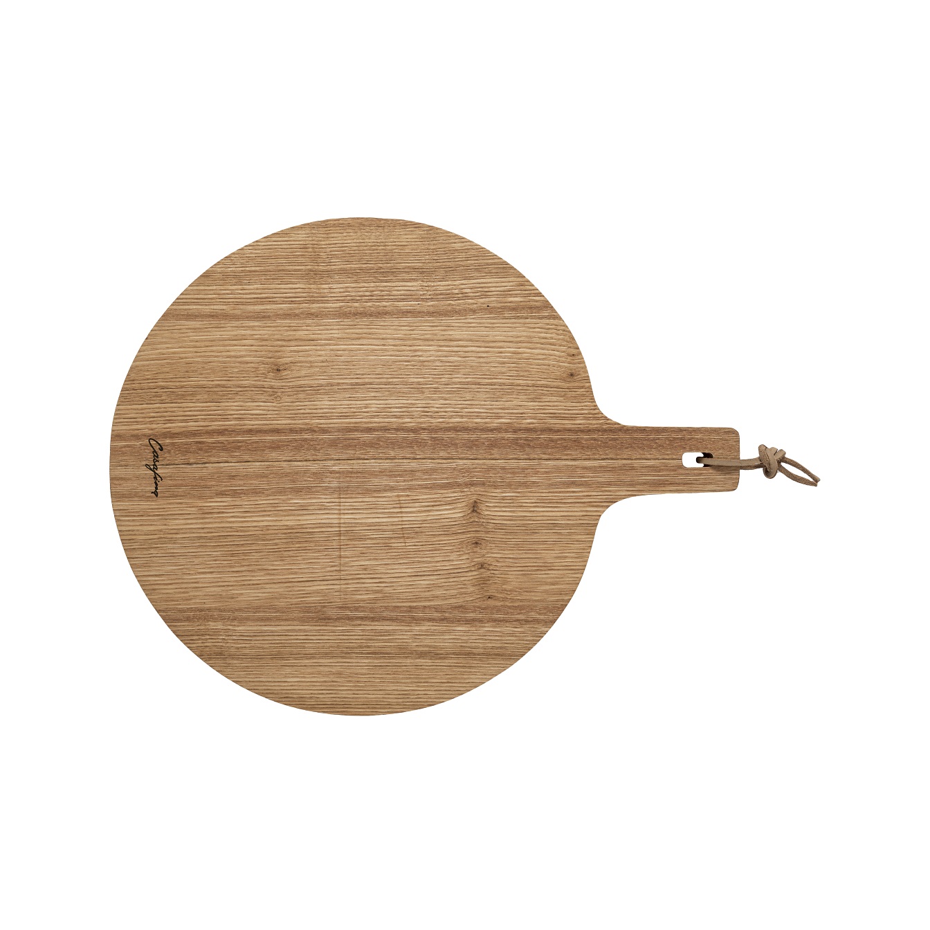 Oak Wood Round Cutting/serving Board W/handle 34cm Gift
