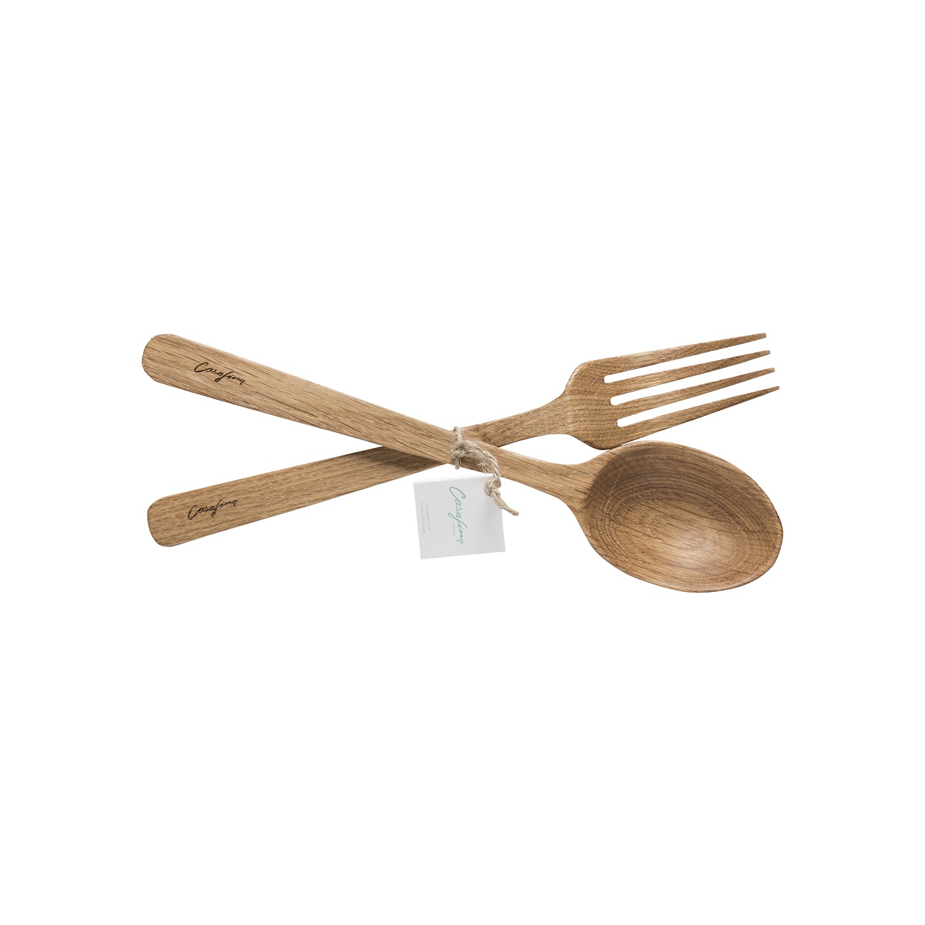 Oak Wood Spoon And Fork Set Gift