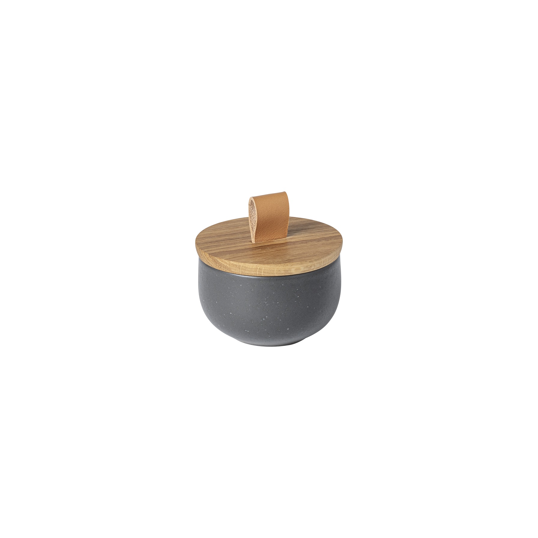Pacifica Seed Grey Salt Cellar 9cm With Oak Lid Gift