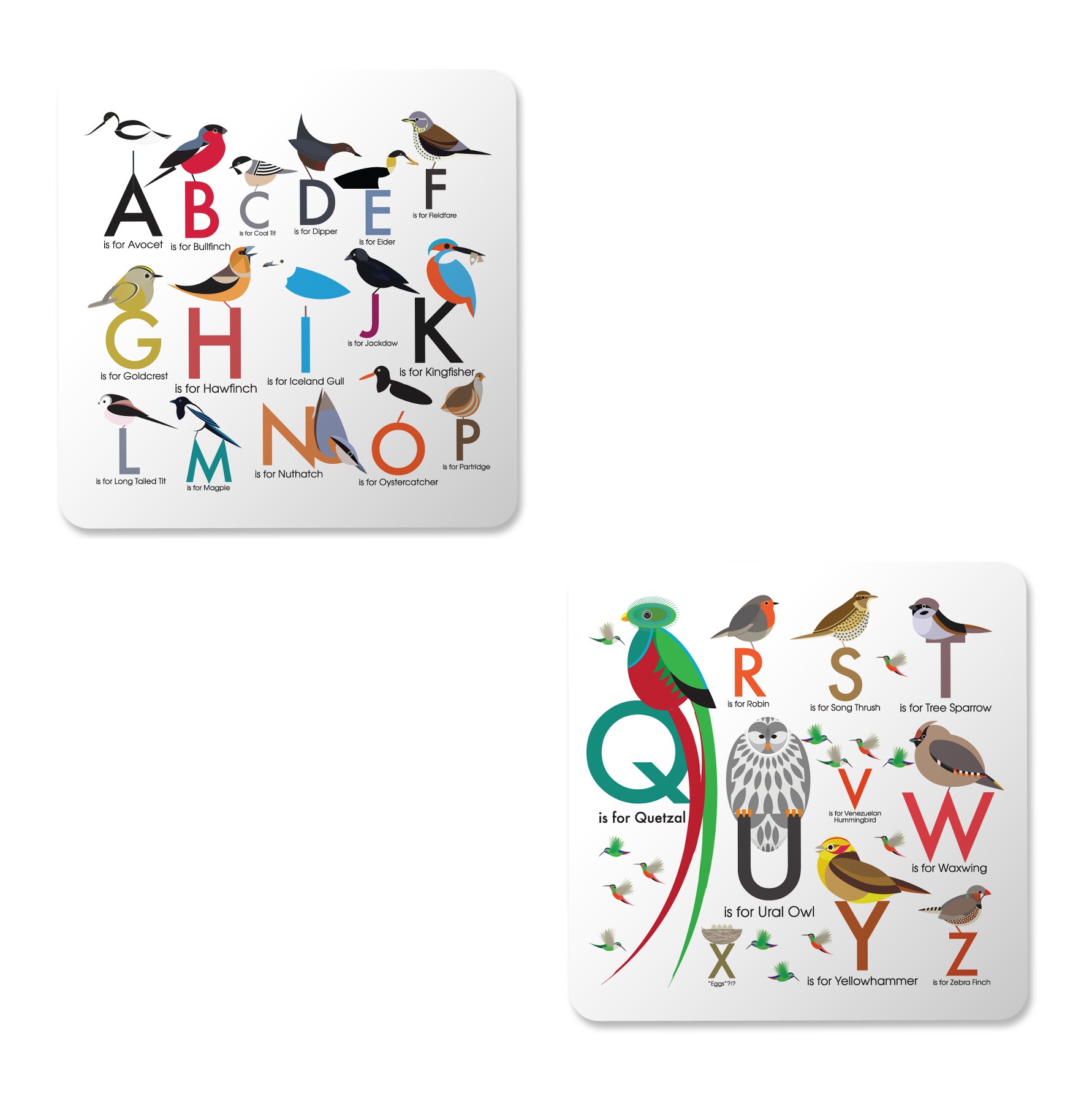 I Like Birds Placemats 2 Pack Alphabet Gift