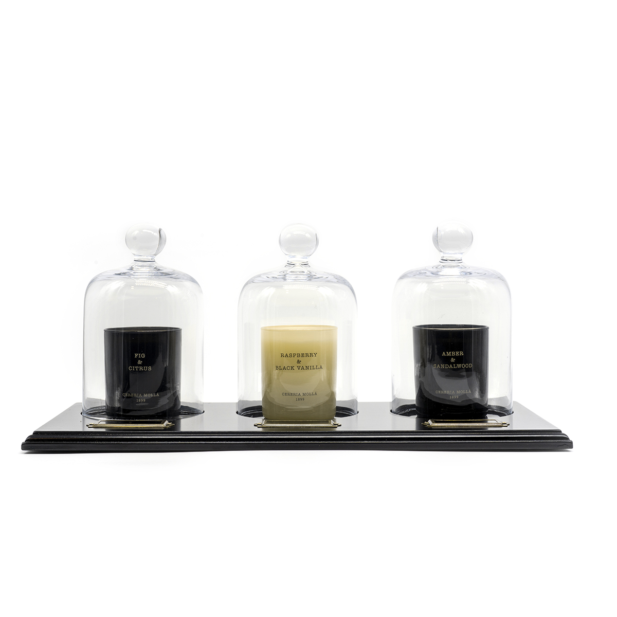 Black Furniture Display With 3 Glass Domes Gift