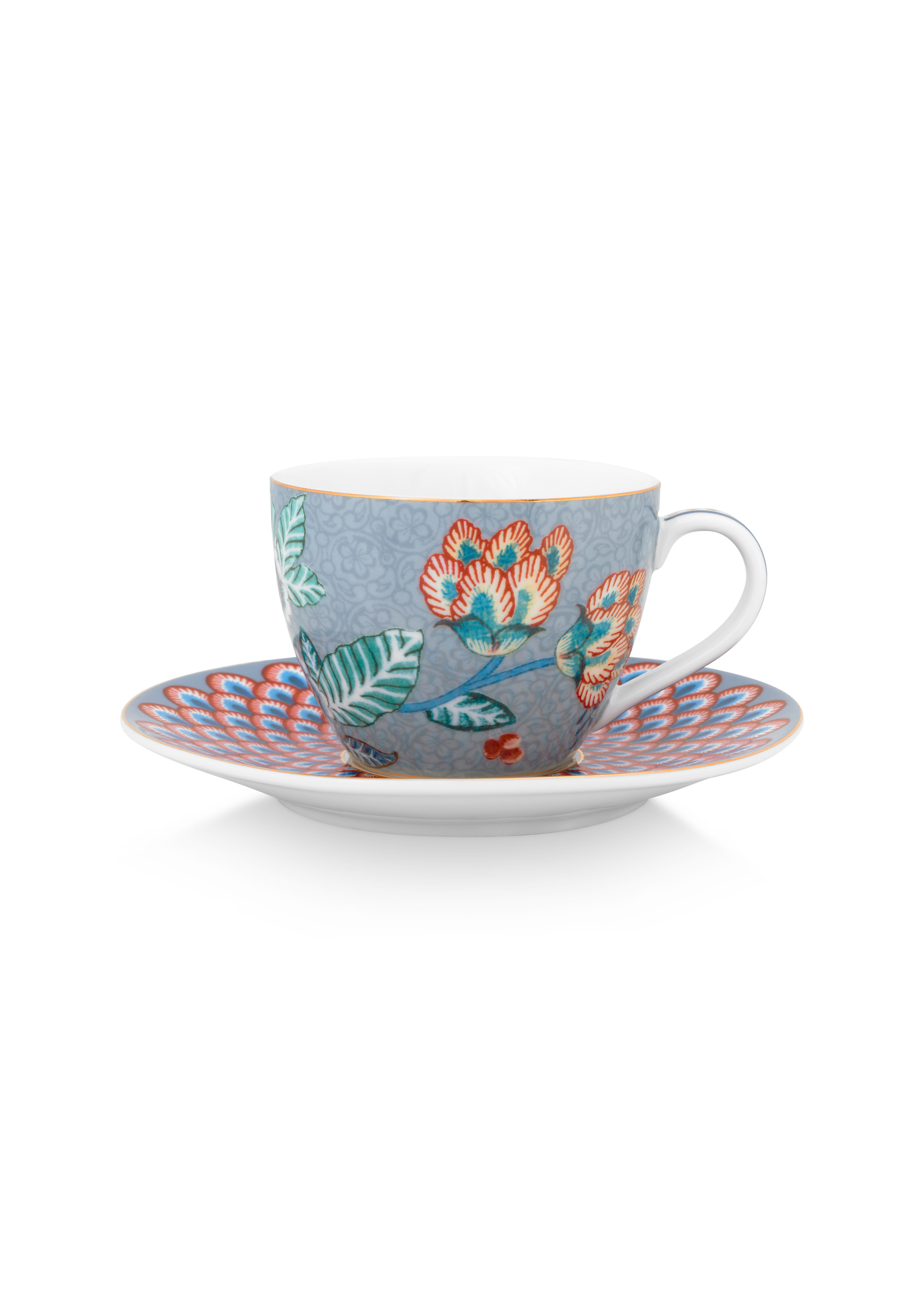 Espresso Cup-saucer Flower Festival Lt Blue 120ml Gift