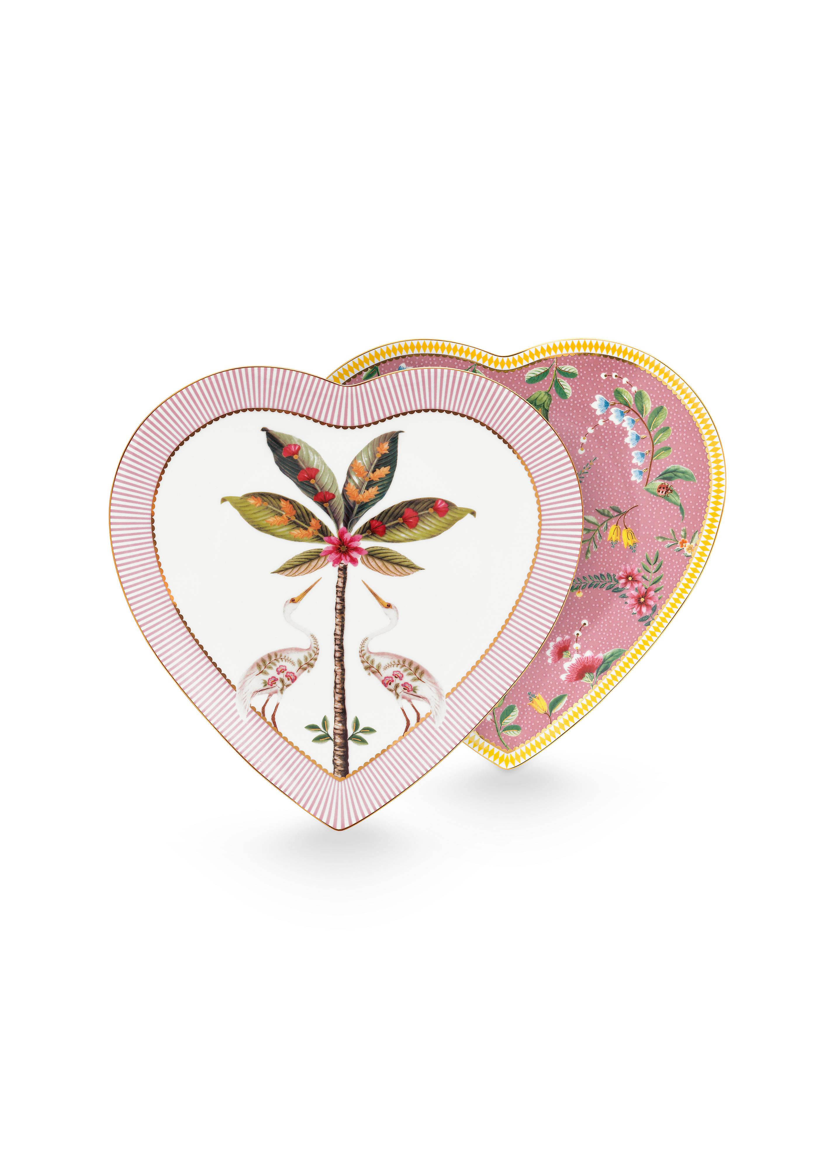 Set/2 Heart Shape Plates La Majorelle Pink 21.5cm Gift