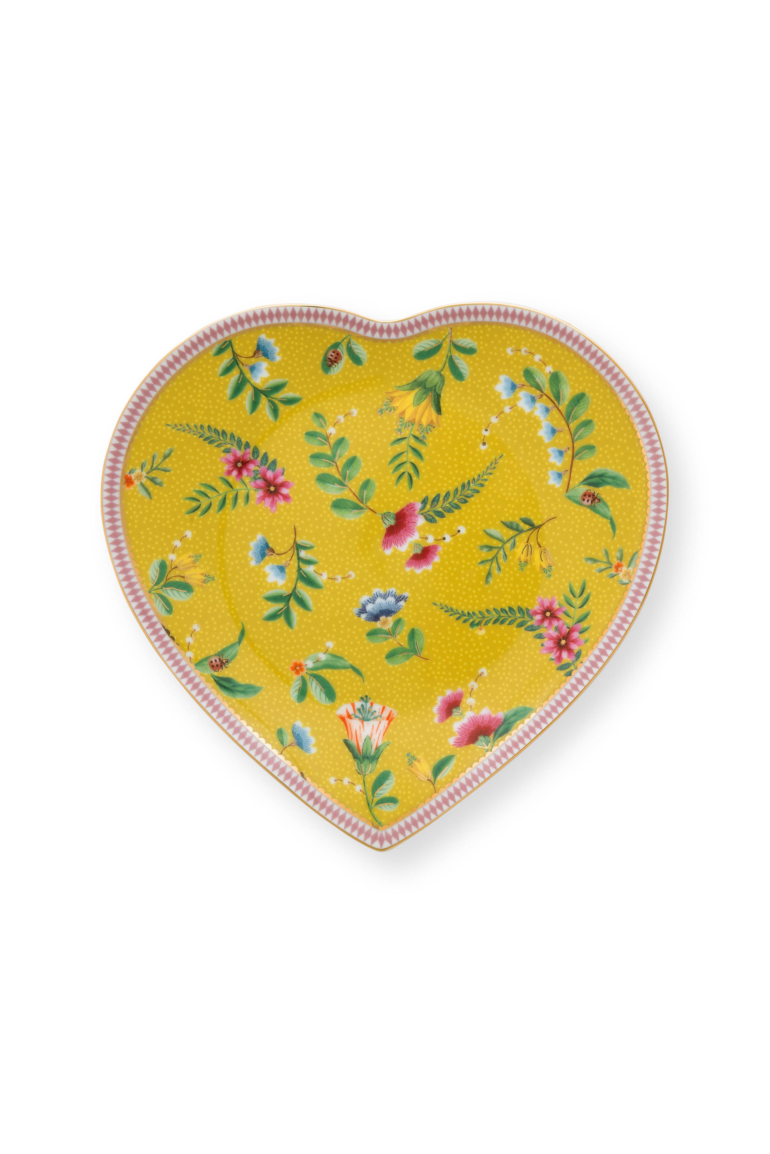 Set/2 Heart Shape Plates La Majorelle Yellw 21.5cm Gift