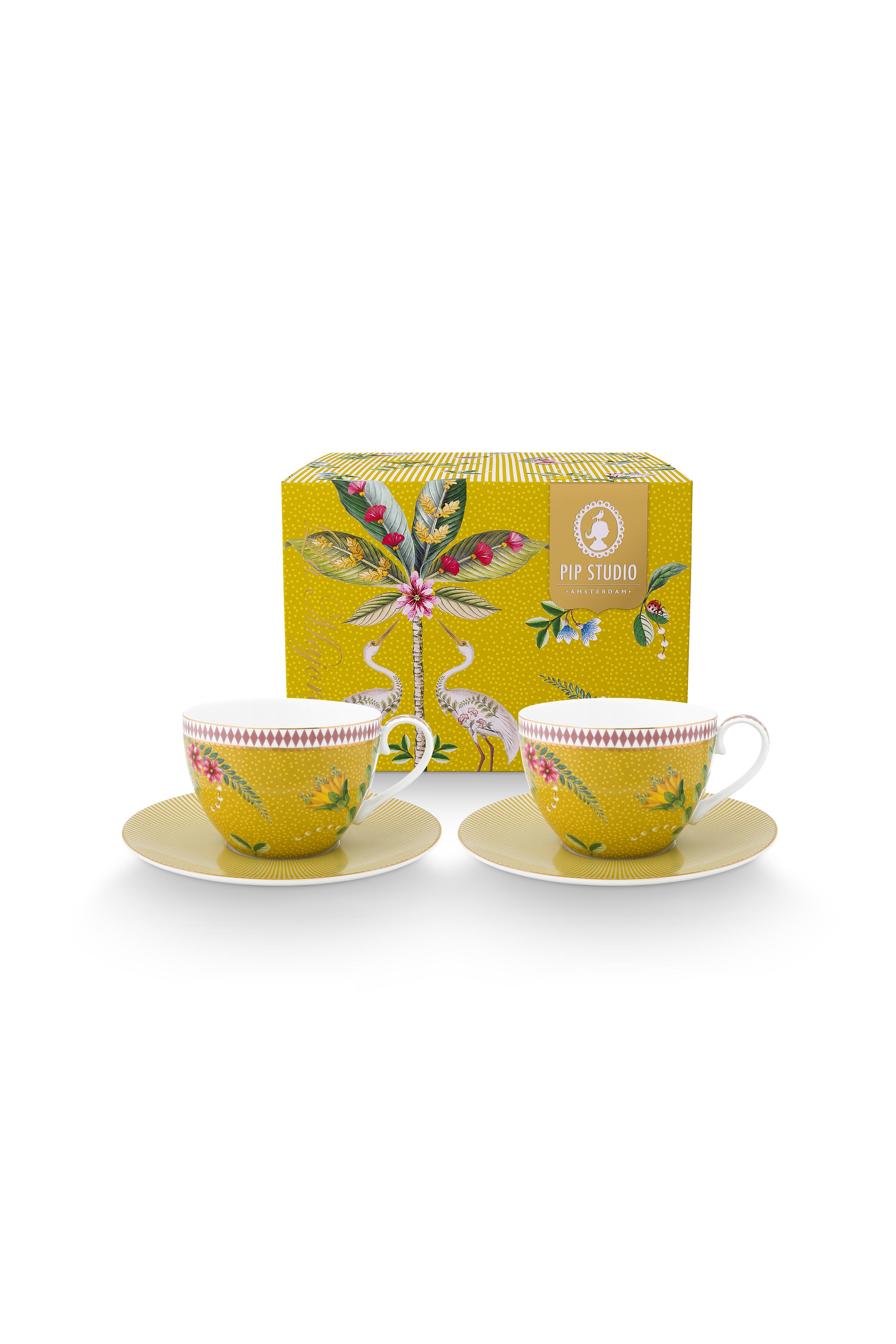 Set/2 Cups & Saucers La Majorelle Yellow 280ml Gift