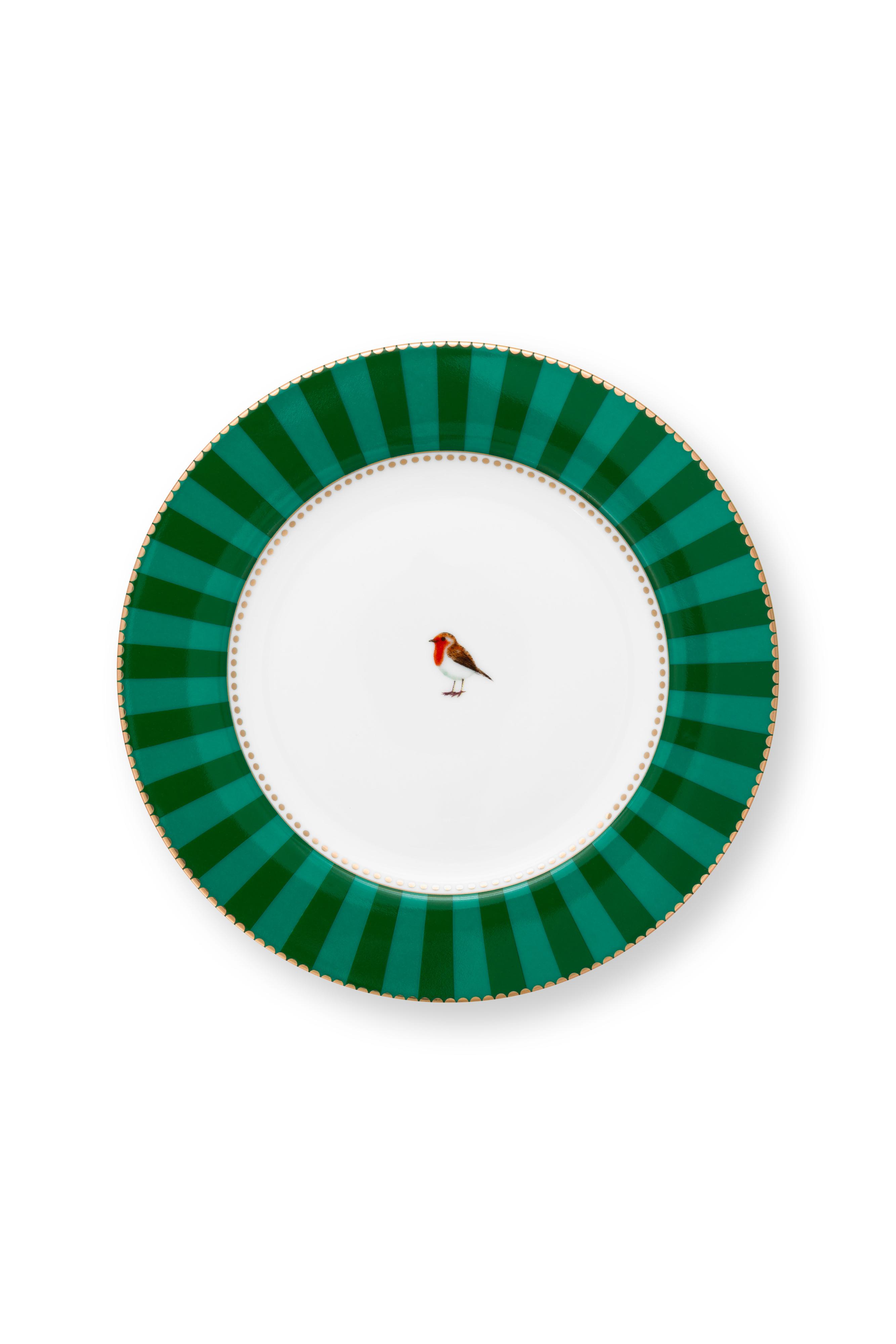 Plate Love Birds Stripes Emerald-green 17cm Gift