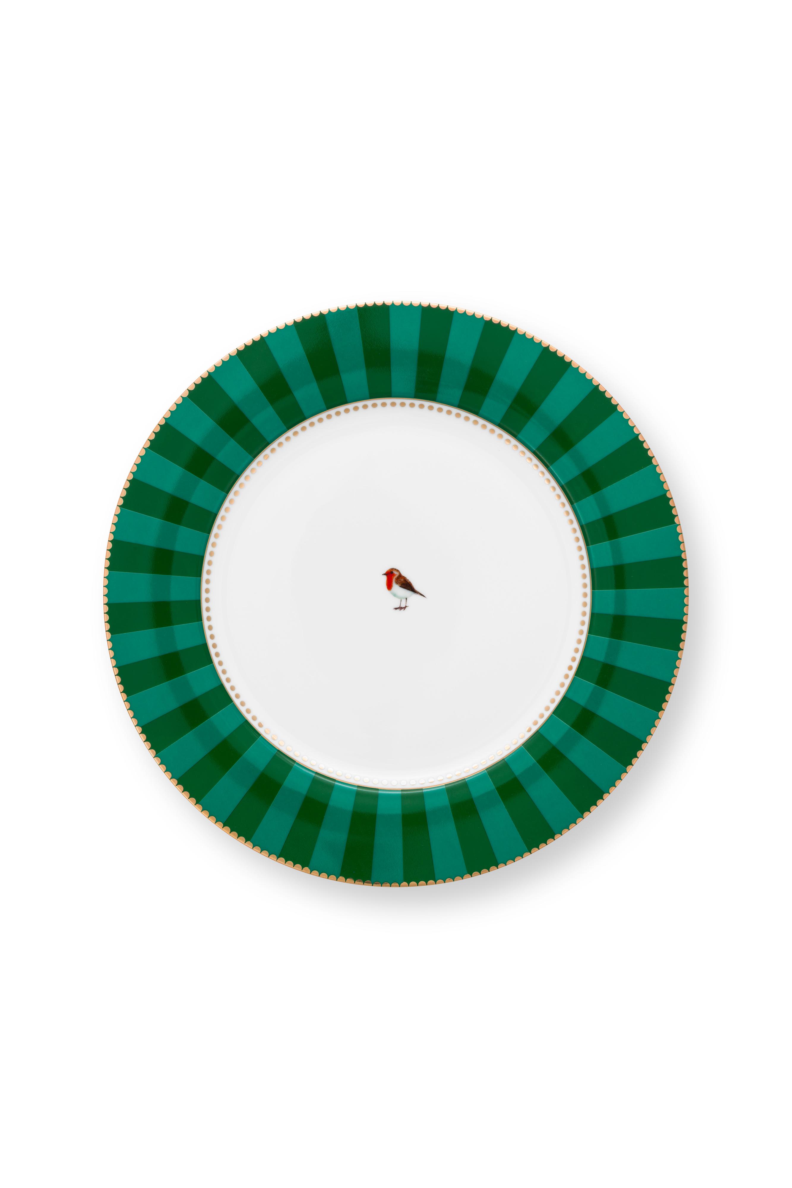 Plate Love Birds Stripes Emerald-green 26.5cm Gift