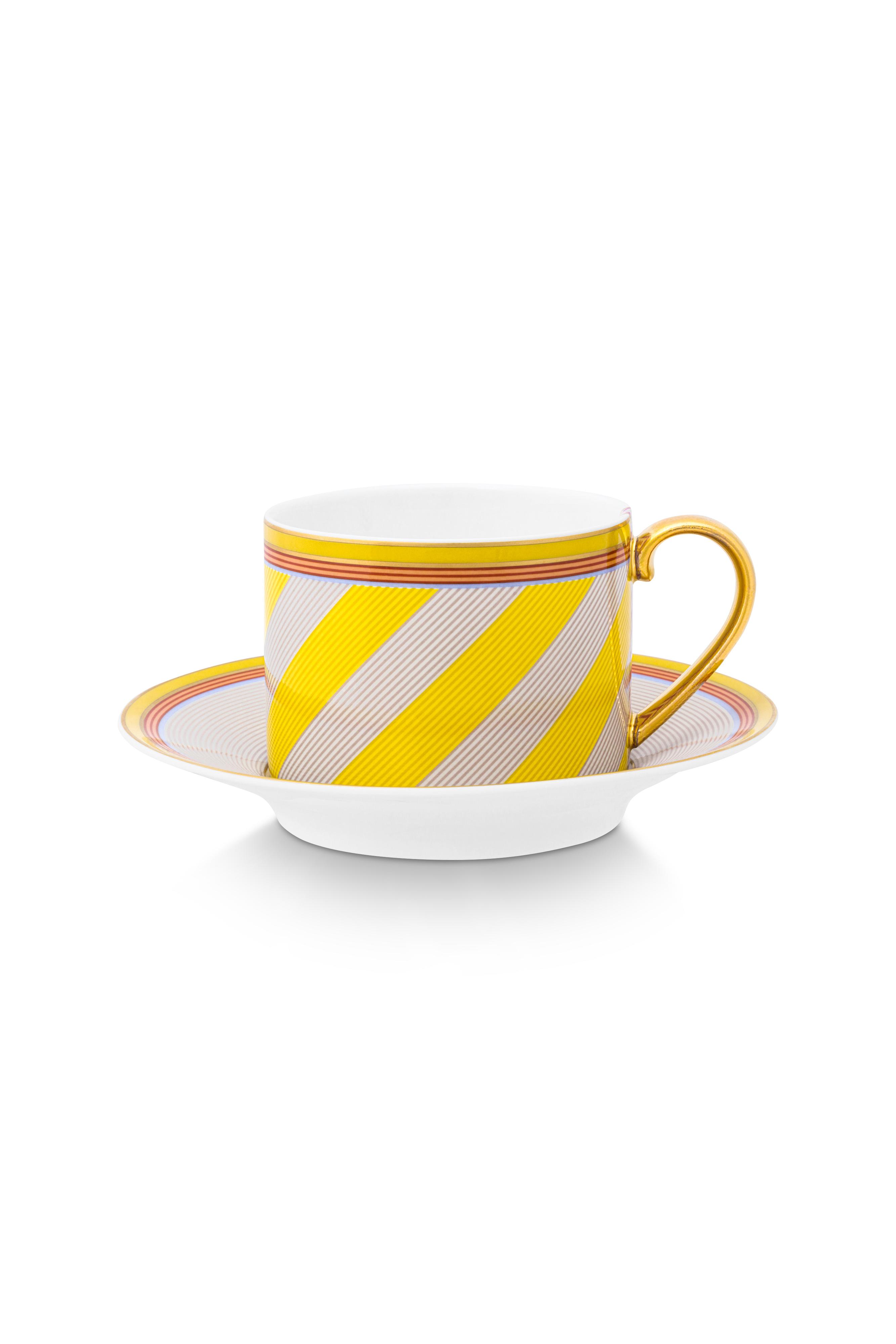 Cup - Saucer Pip Chique Stripes Yellow 220ml Gift