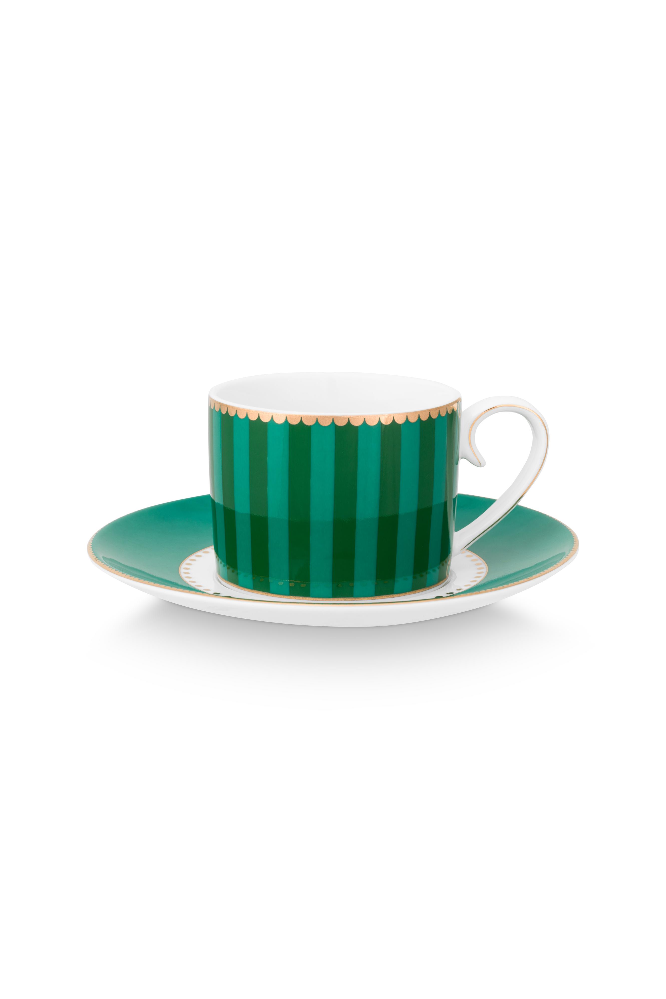 Espresso Cup Saucer Love Birds Stripes -grn 125ml Gift