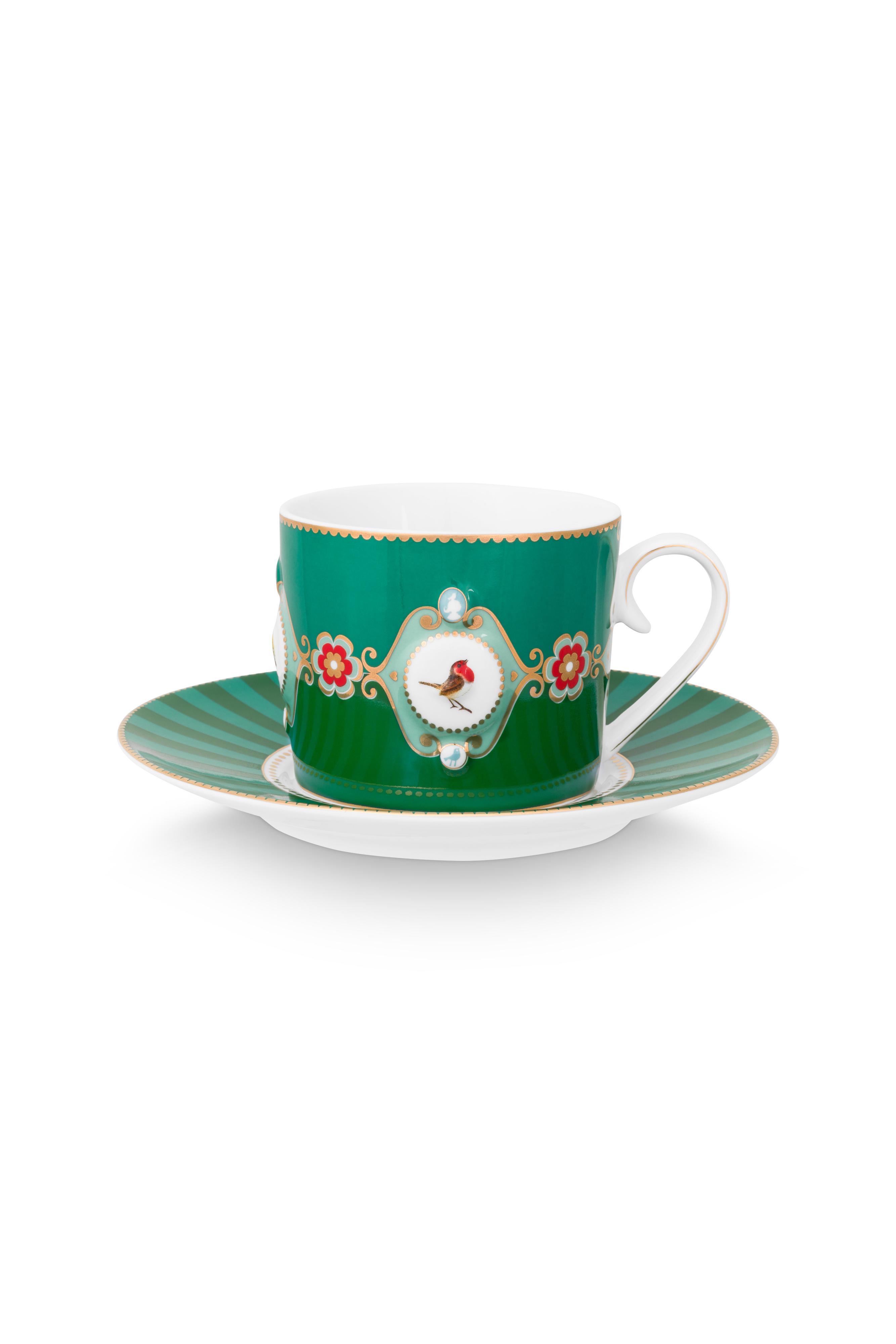 Cup - Saucer Love Birds Medallion -green 200ml Gift
