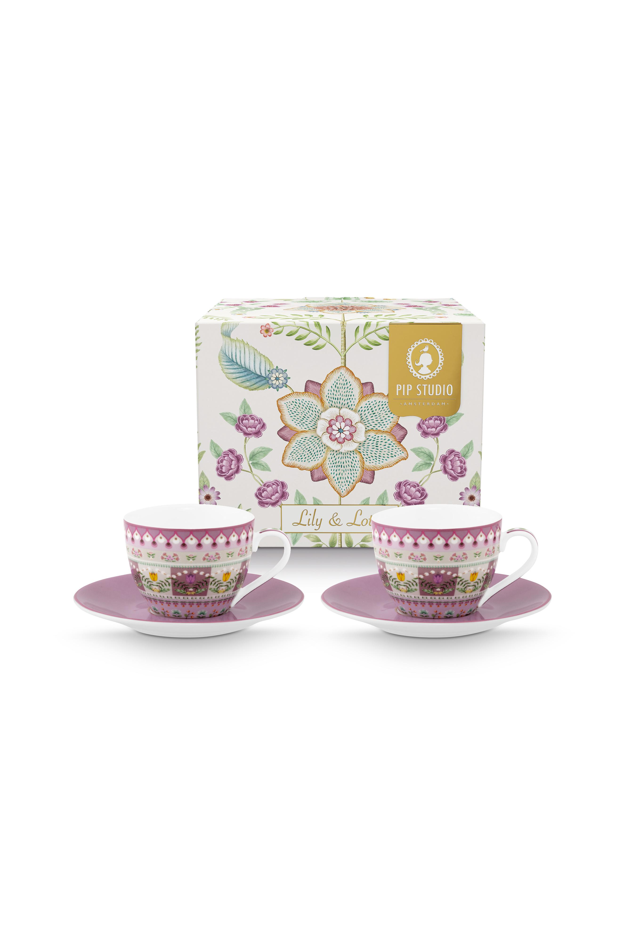 Set/2 Espresso Cups And Saucers Lily-lotus 120ml Gift