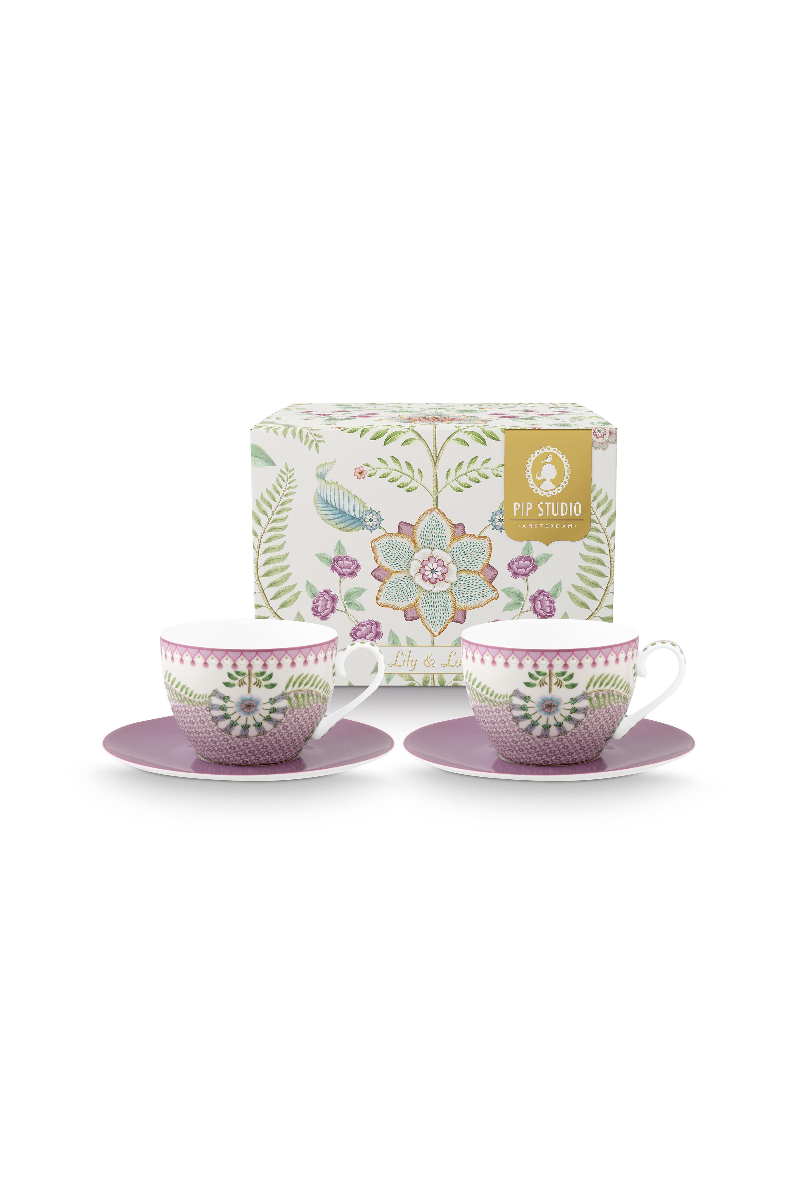 Set/2 Cups And Saucers Lily-lotus 280ml Gift