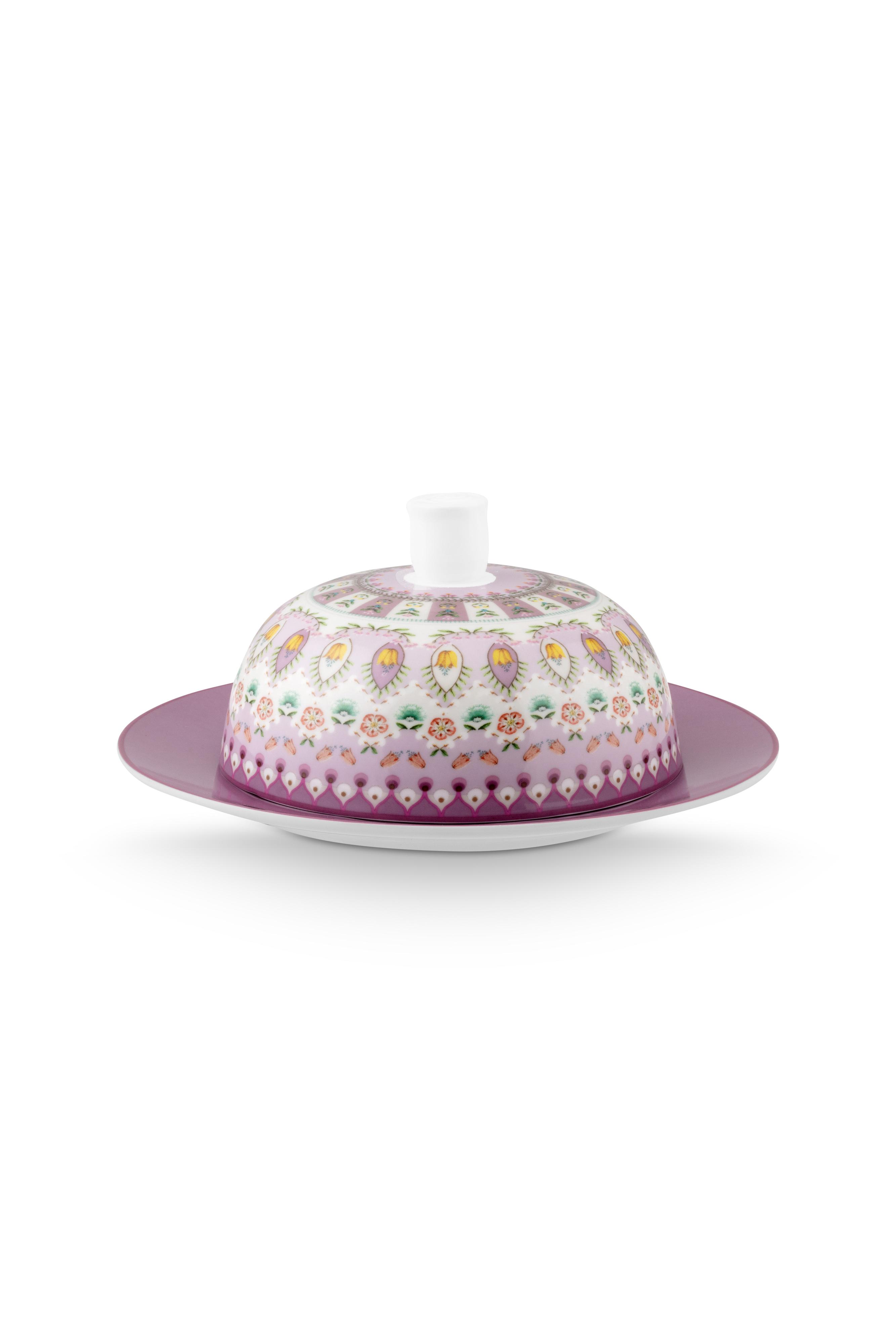 Butter Dish Round Lily-lotus Moon Multi 17x8cm Gift