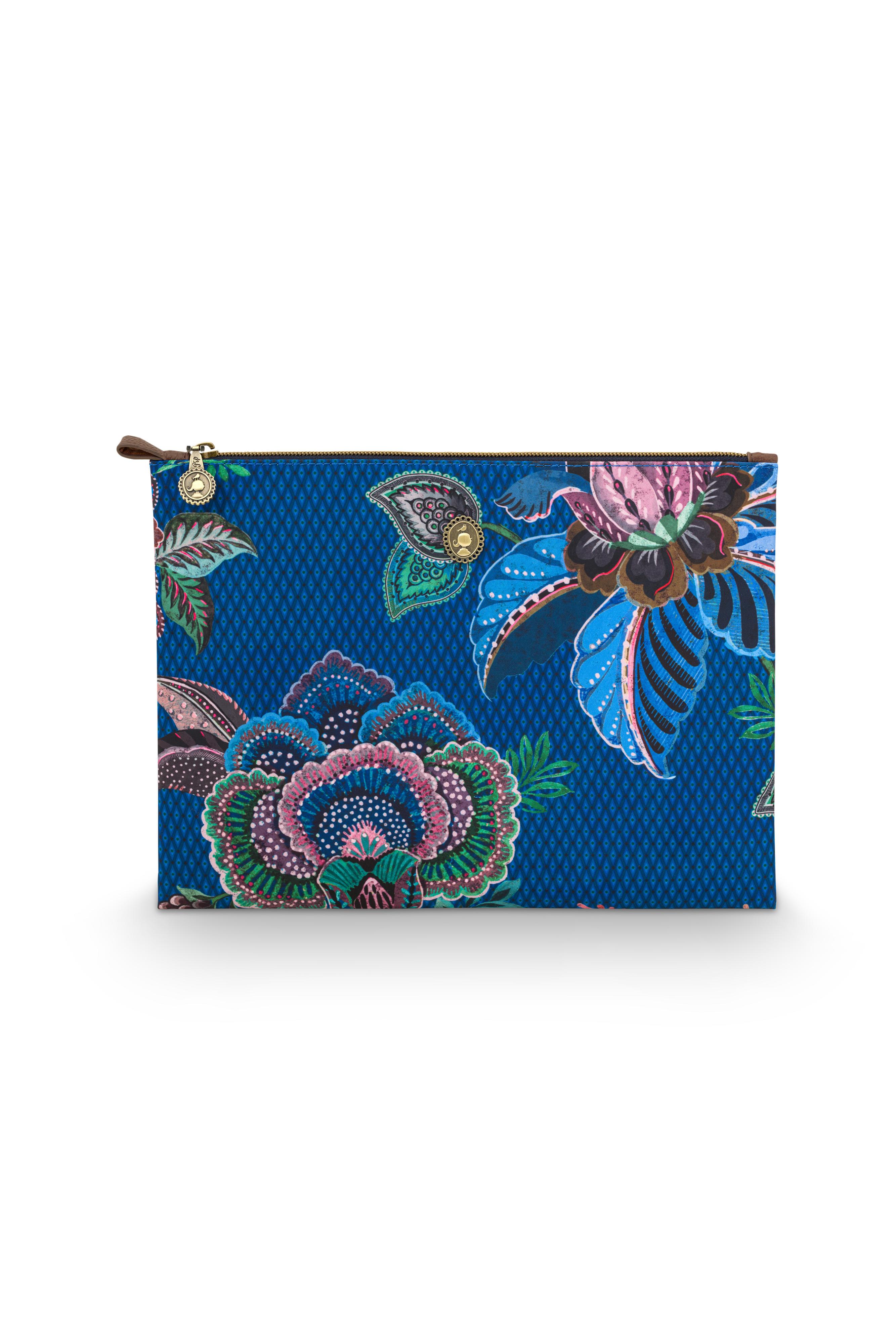 Charly Cos Flat Pouch Lg Cece Fiore Blue 30x22x1 Gift
