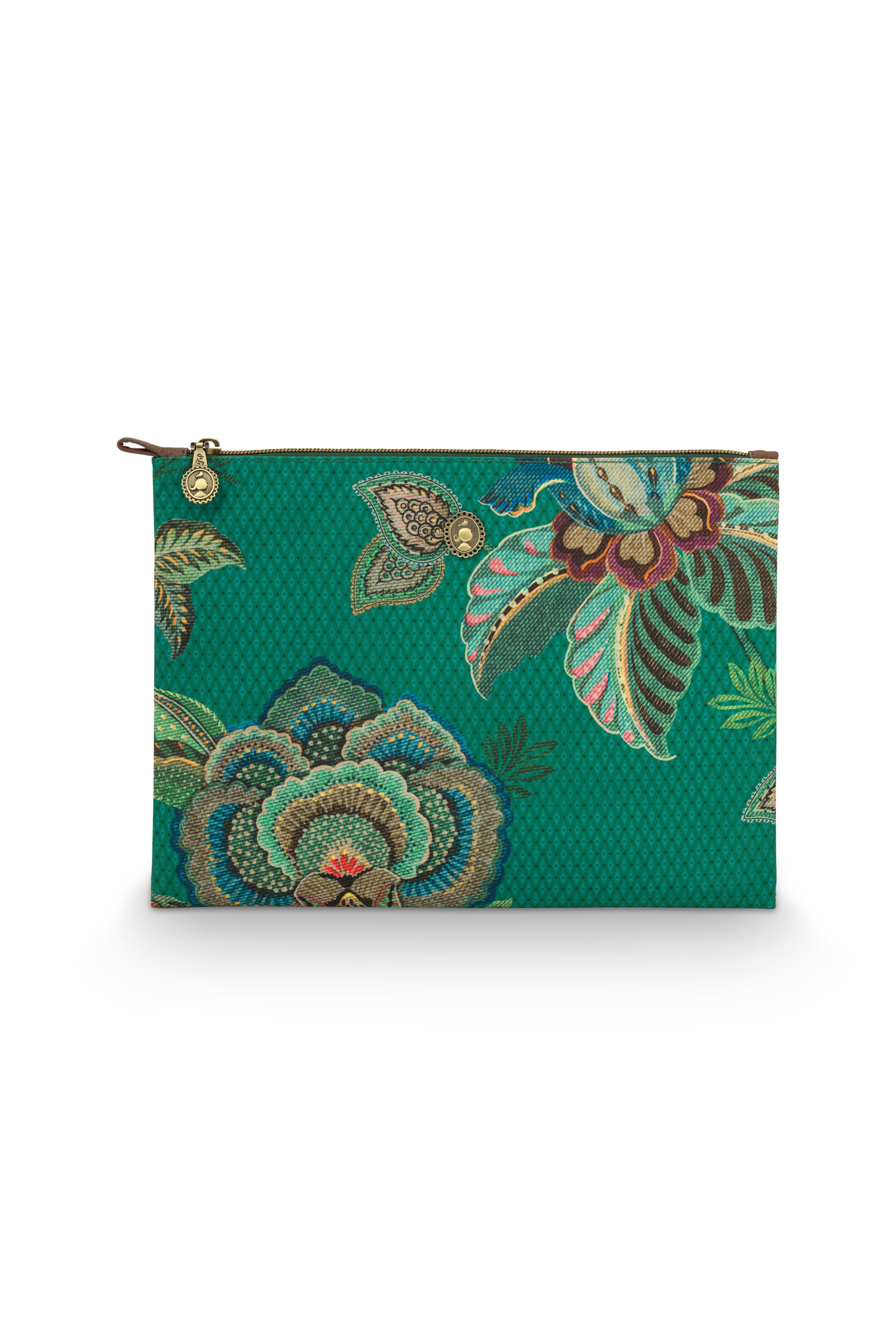 Charly Cos Flat Pouch Large Cece Fiore Grn 30x22x1 Gift